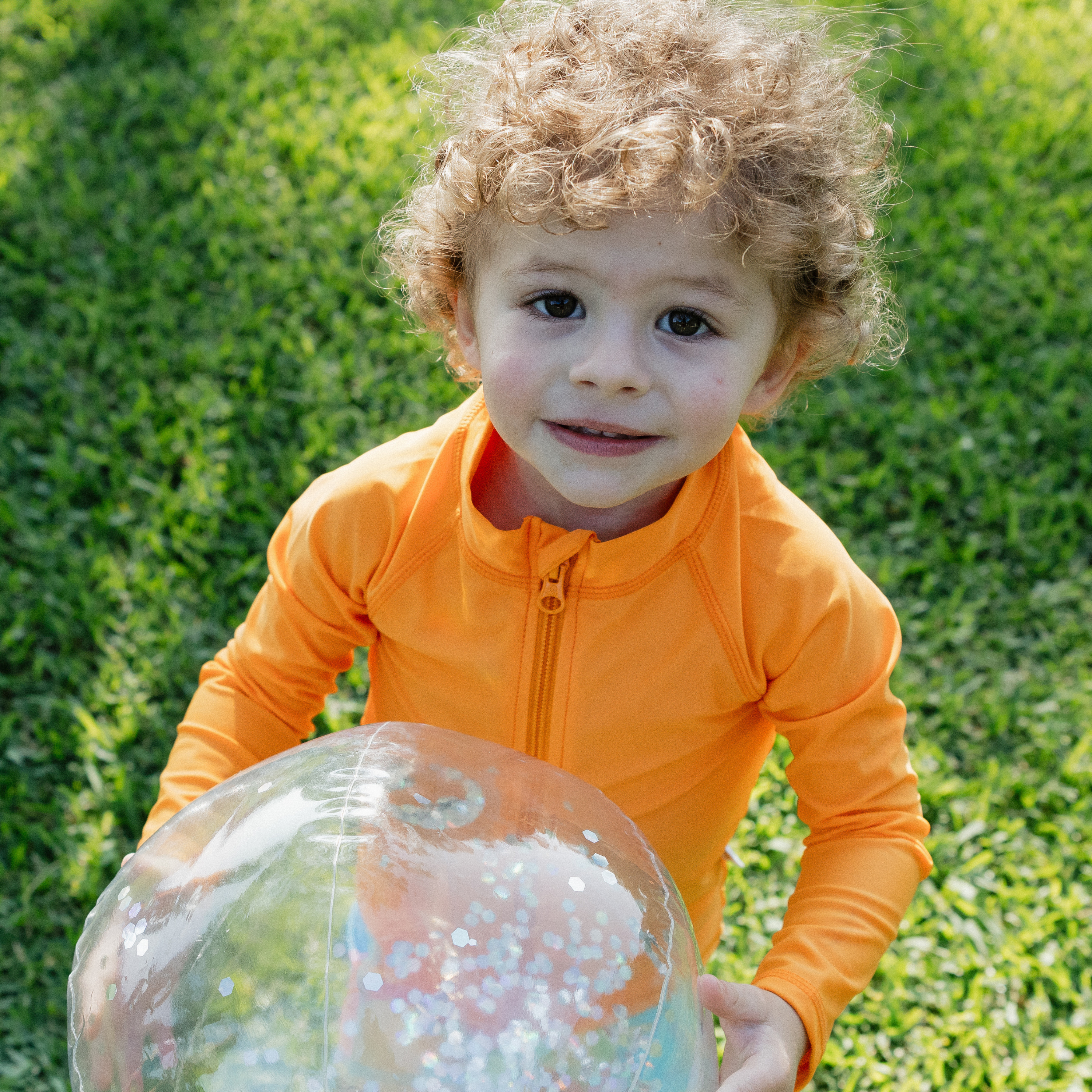 Kids UPF 50+ Long Sleeve Zipper Rash Guard Swim Shirt | "Orange"-SwimZip UPF 50+ Sun Protective Swimwear & UV Zipper Rash Guards-pos7