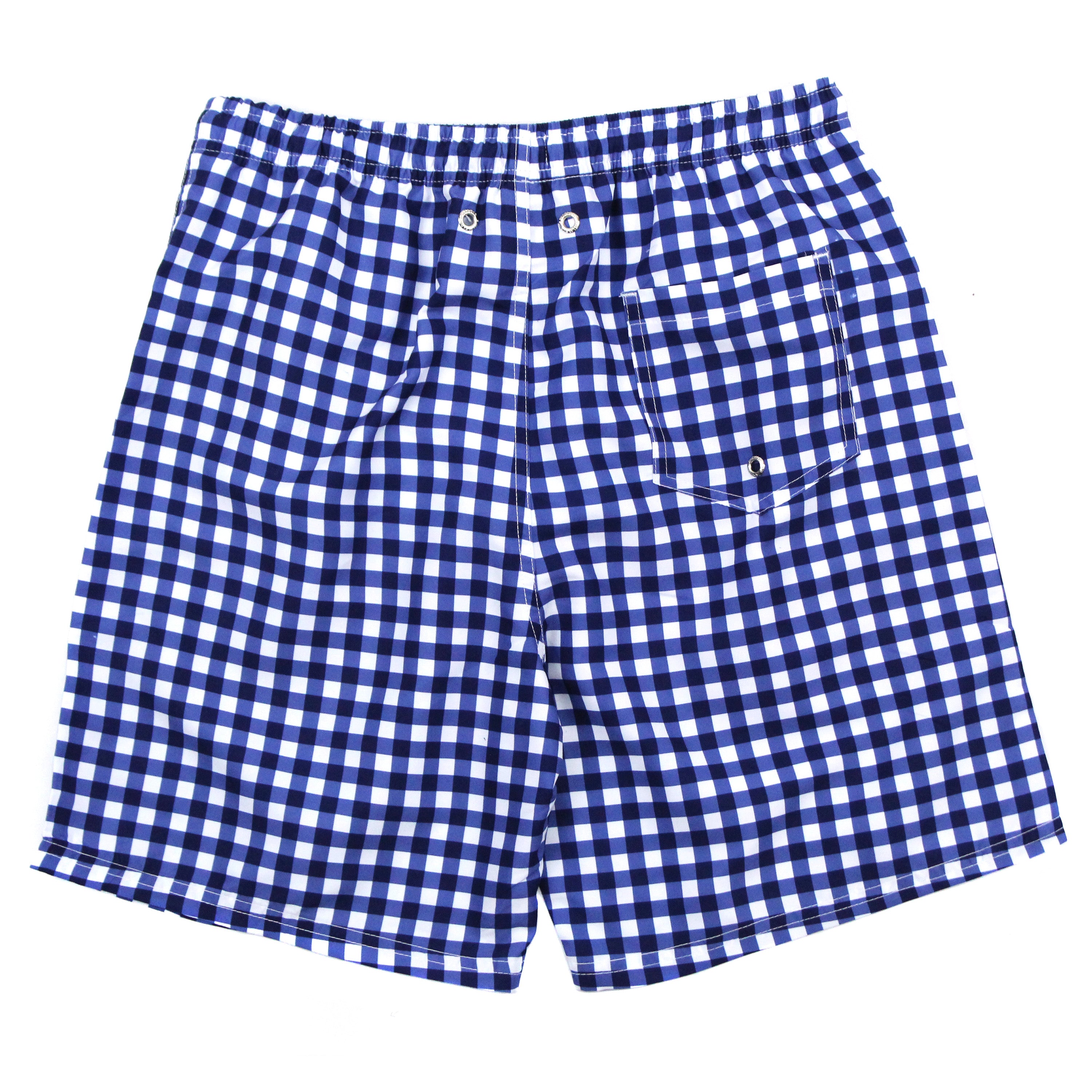 Men's 8" Swim Trunks Boxer Brief Liner | "Navy Gingham"-SwimZip UPF 50+ Sun Protective Swimwear & UV Zipper Rash Guards-pos9
