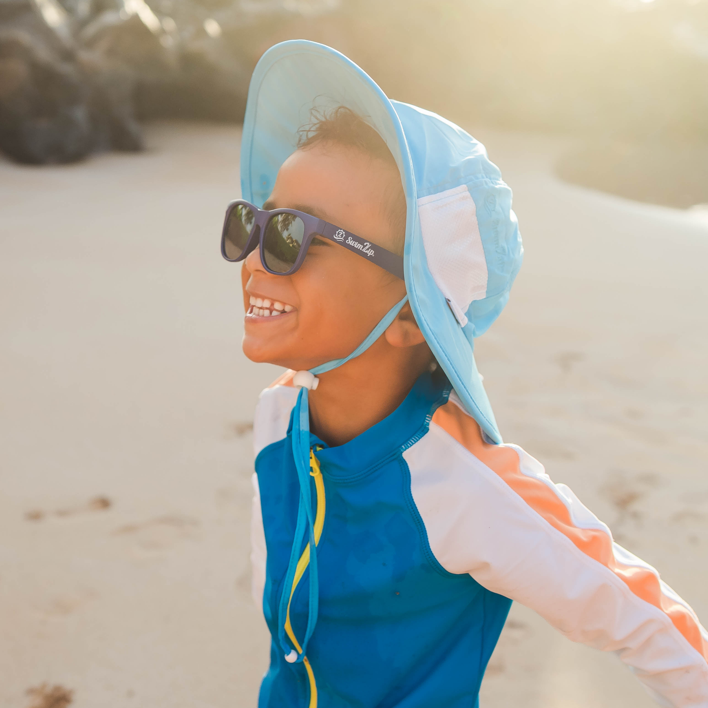 Kids Wayfarer Sunglasses - Navy-SwimZip UPF 50+ Sun Protective Swimwear & UV Zipper Rash Guards-pos2