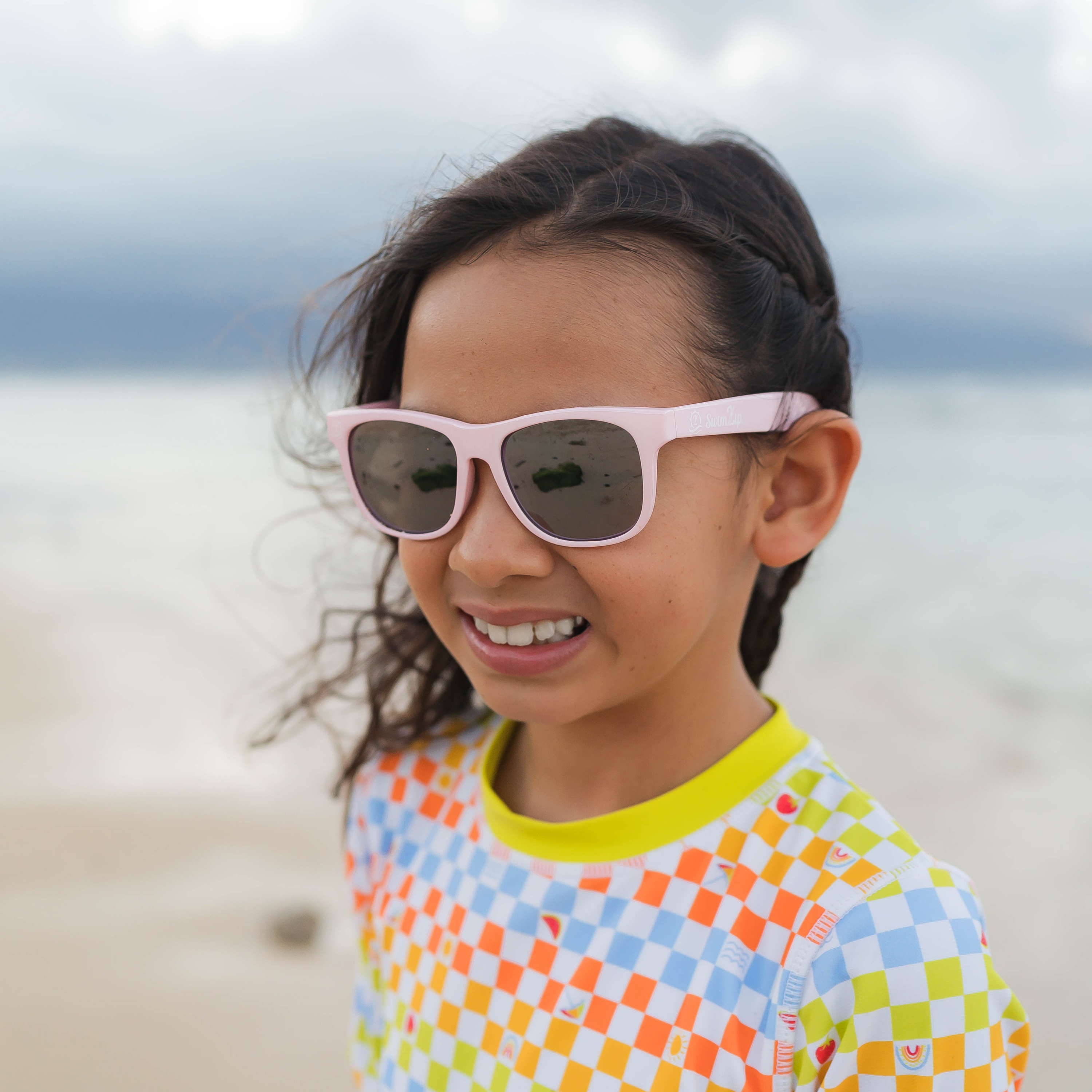 Kids Wayfarer Sunglasses - Pink-SwimZip UPF 50+ Sun Protective Swimwear & UV Zipper Rash Guards-pos2