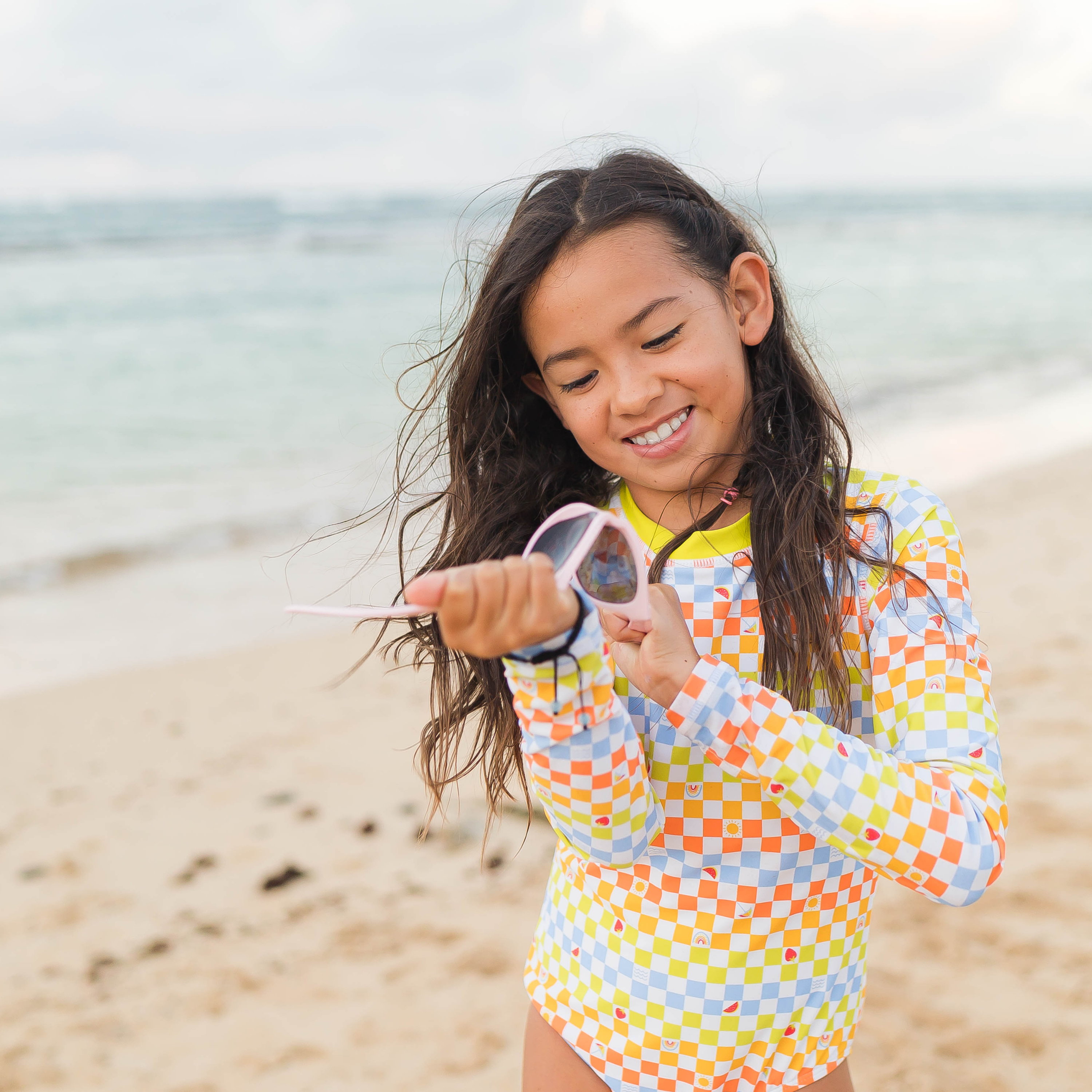 Kids Wayfarer Sunglasses - Pink-SwimZip UPF 50+ Sun Protective Swimwear & UV Zipper Rash Guards-pos7