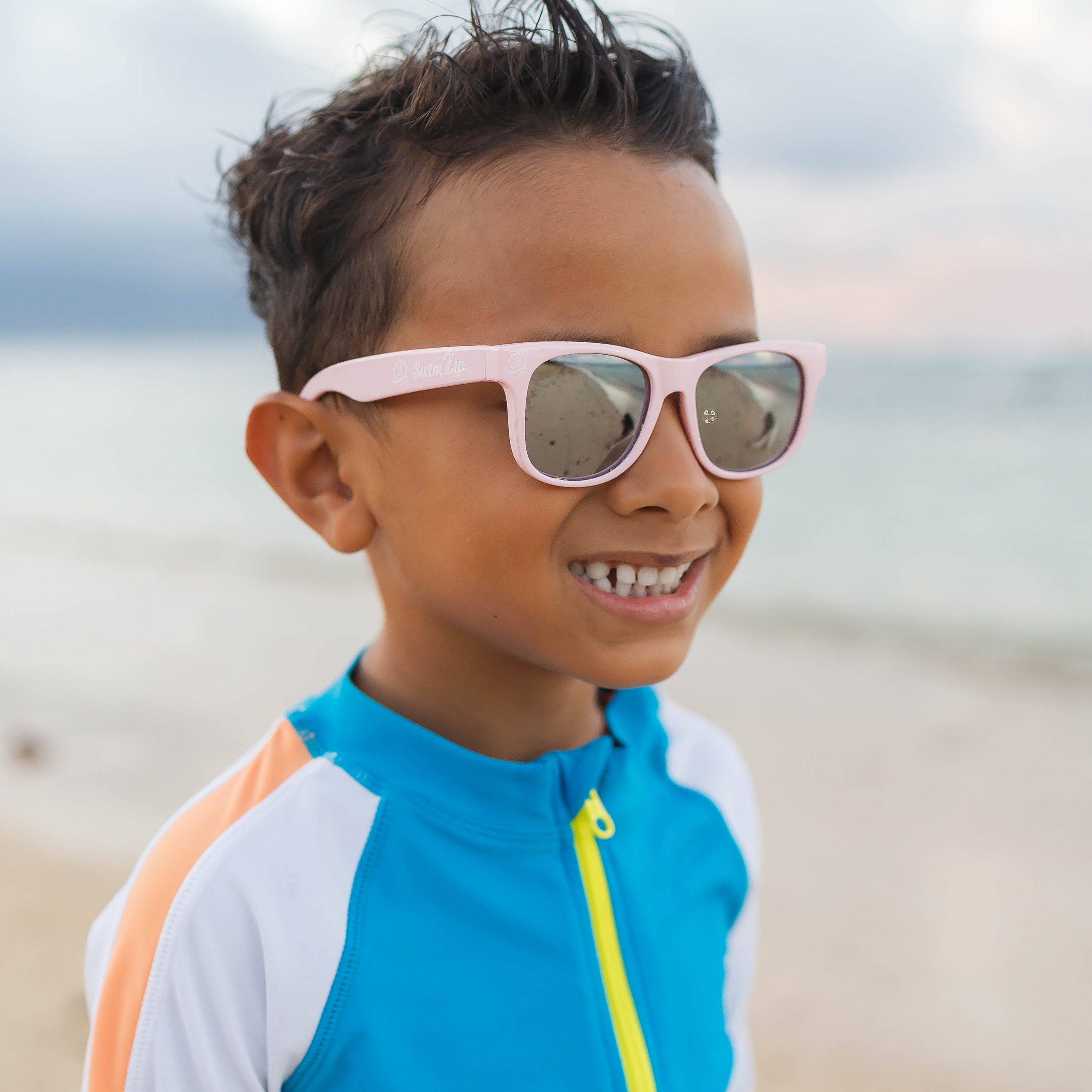 Kids Wayfarer Sunglasses - Pink-SwimZip UPF 50+ Sun Protective Swimwear & UV Zipper Rash Guards-pos8