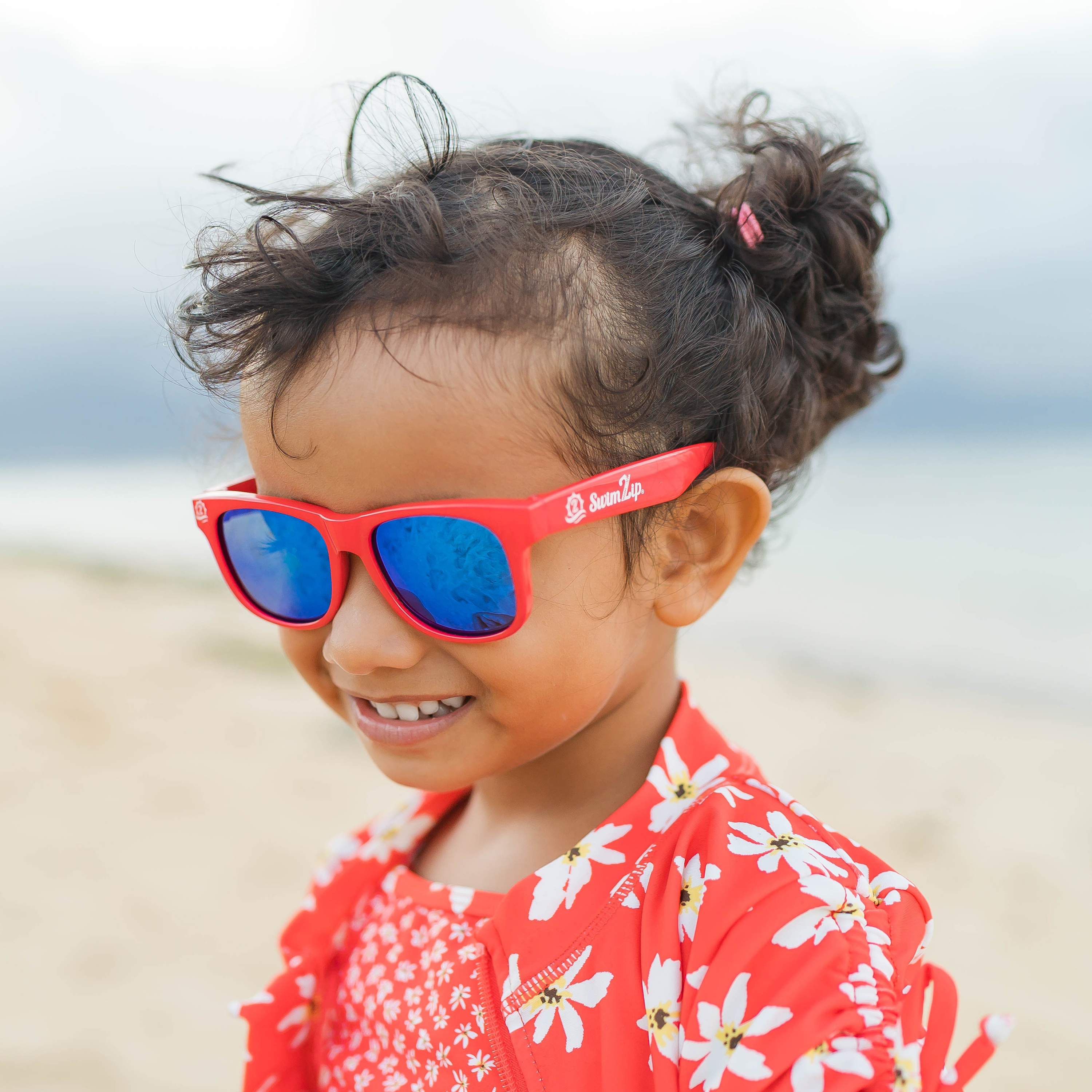 Kids Wayfarer Sunglasses - Red-SwimZip UPF 50+ Sun Protective Swimwear & UV Zipper Rash Guards-pos11
