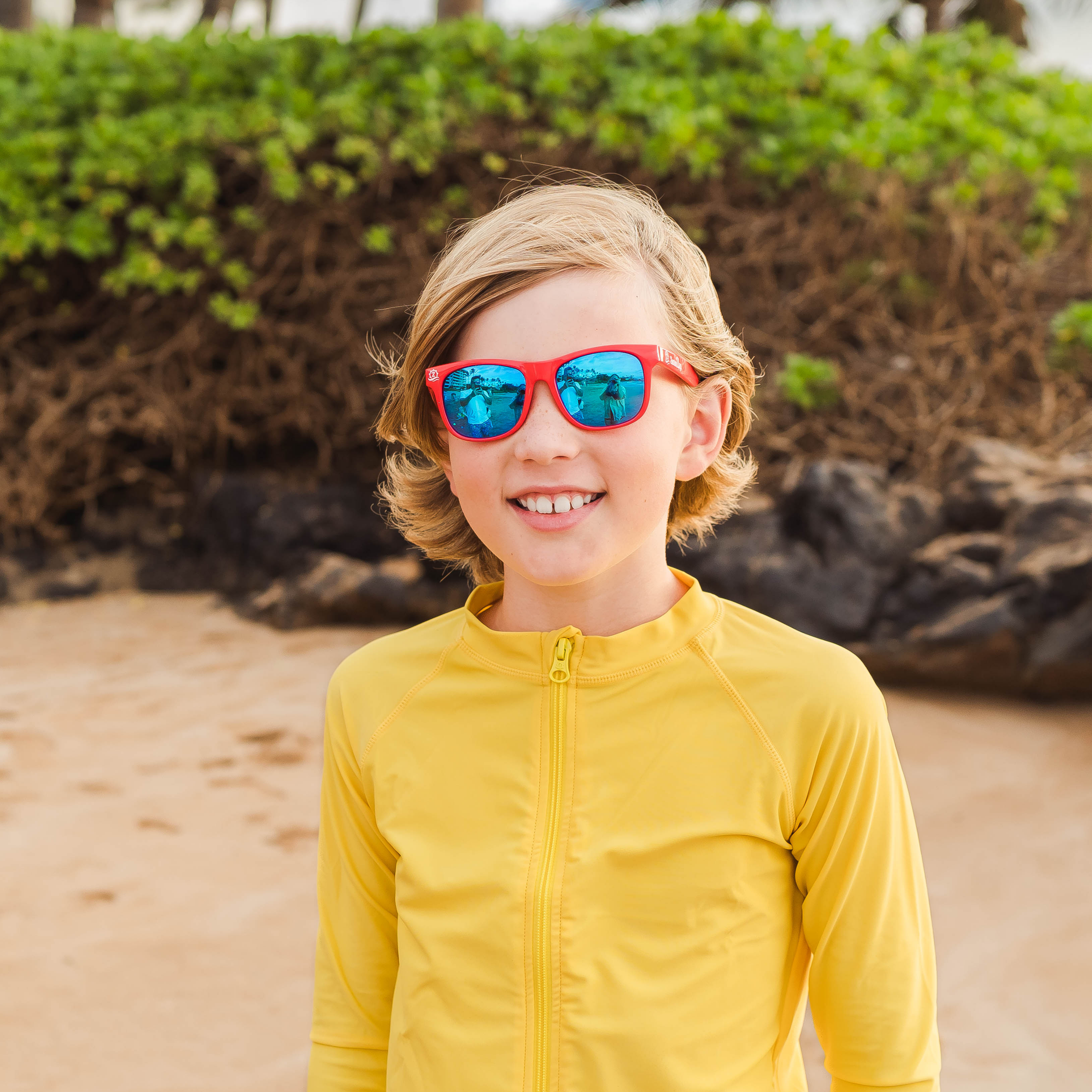 Kids Wayfarer Sunglasses - Red-SwimZip UPF 50+ Sun Protective Swimwear & UV Zipper Rash Guards-pos7