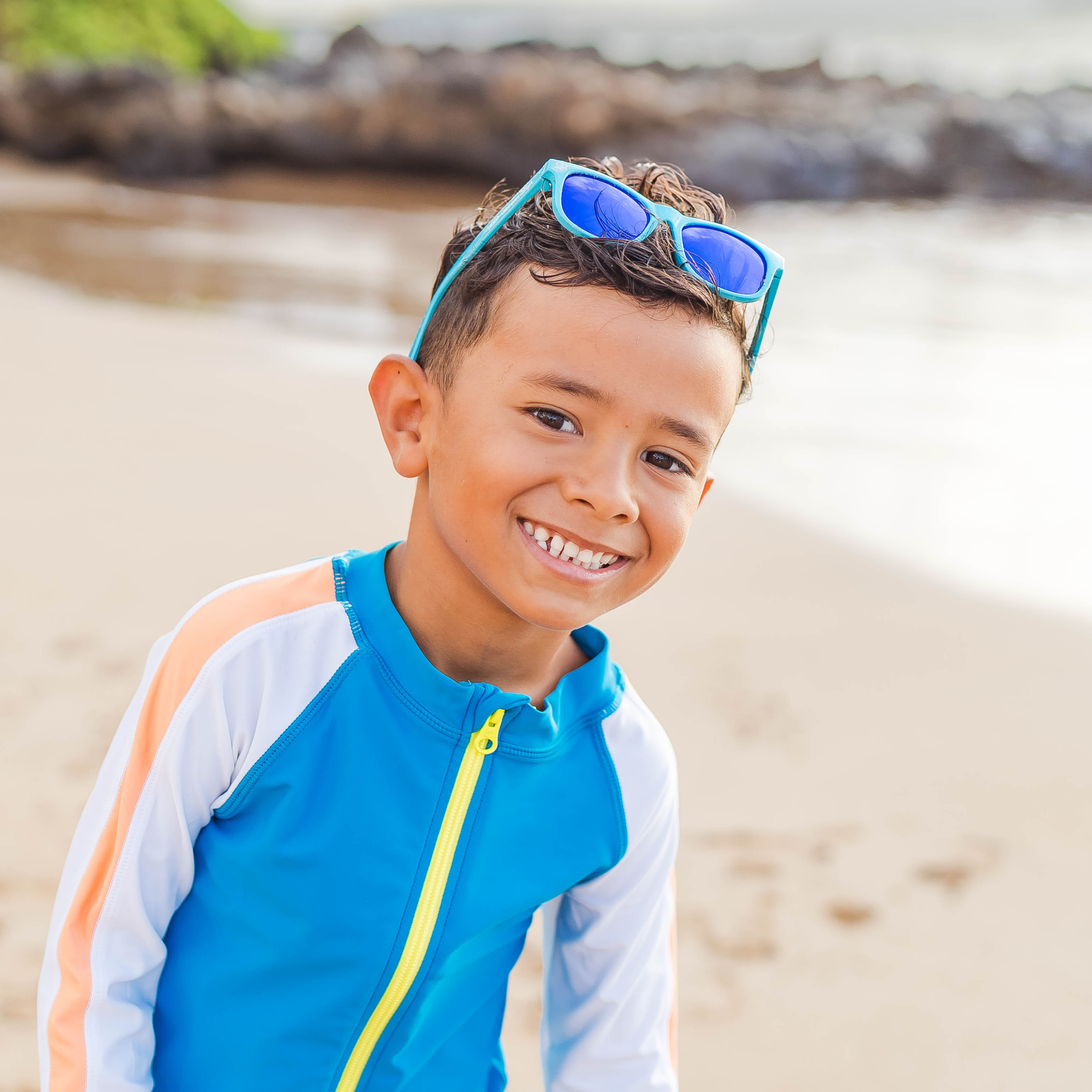 Kids Wayfarer Sunglasses - Scuba Blue-SwimZip UPF 50+ Sun Protective Swimwear & UV Zipper Rash Guards-pos7