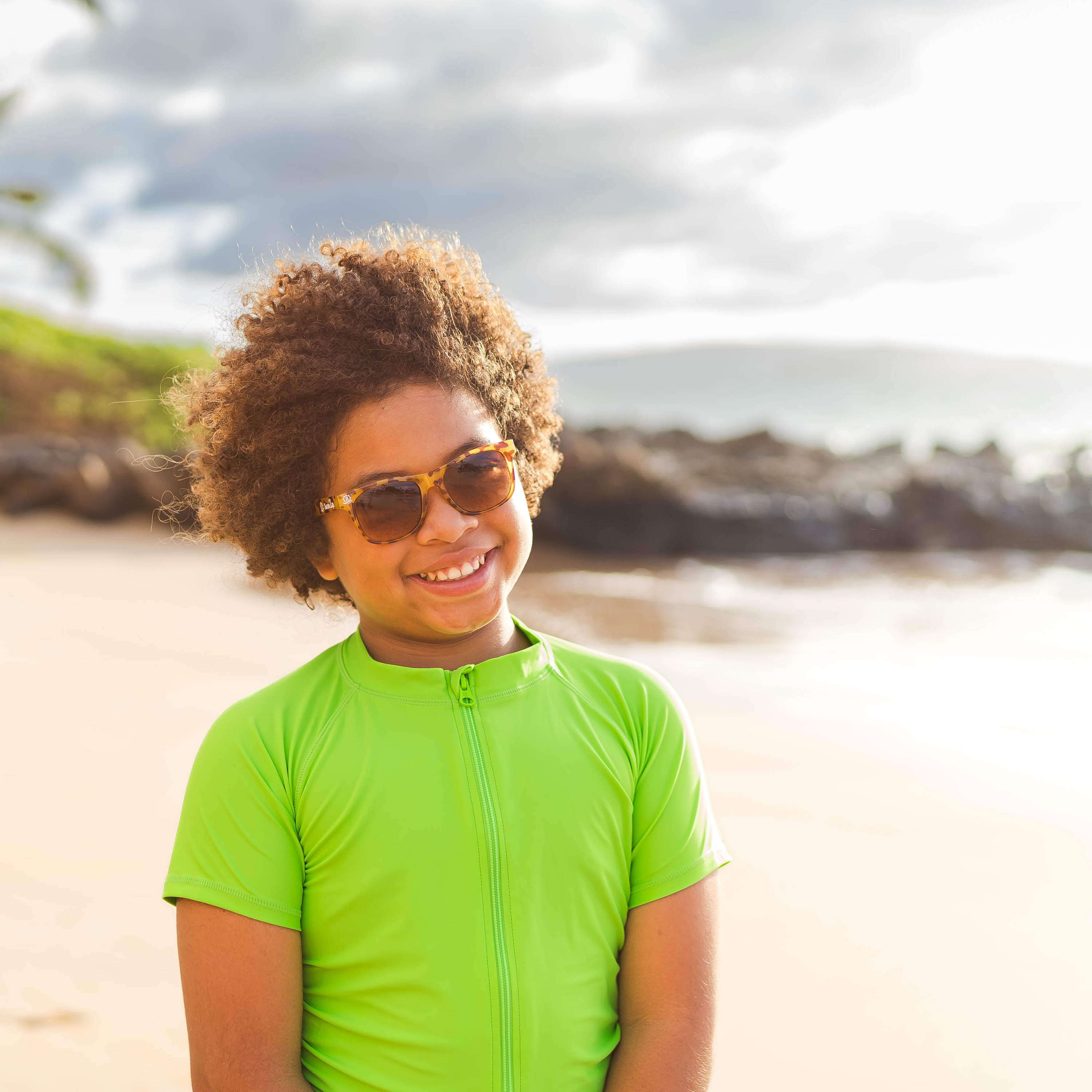 Kids Wayfarer Sunglasses - Tortoise-SwimZip UPF 50+ Sun Protective Swimwear & UV Zipper Rash Guards-pos2