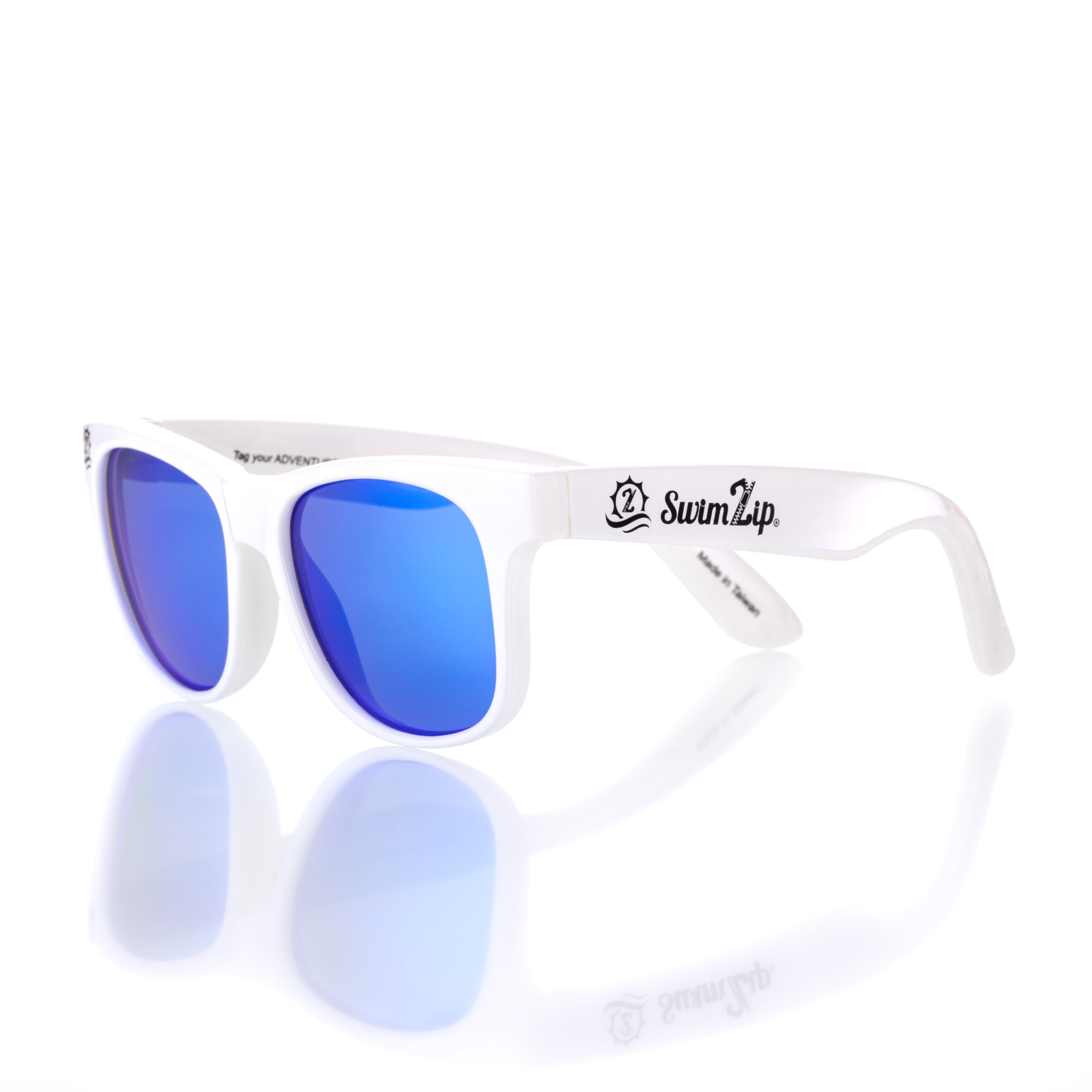 SwimZip Kid's Sunglasses - White Wayfarer - UPF 50+ Sun Protection