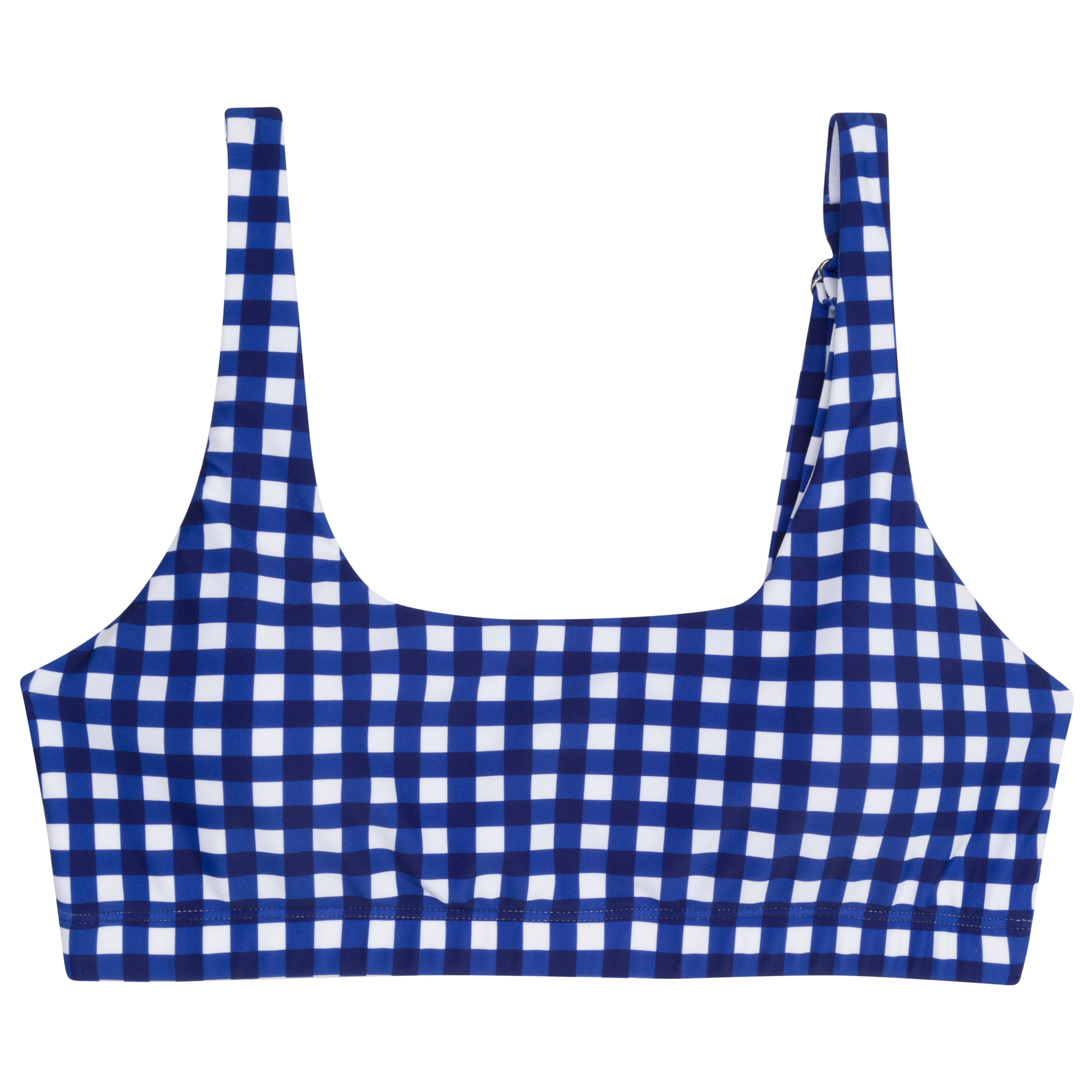 Women's Scoop Neck Bikini Top | "Navy Gingham"-SwimZip UPF 50+ Sun Protective Swimwear & UV Zipper Rash Guards-pos1