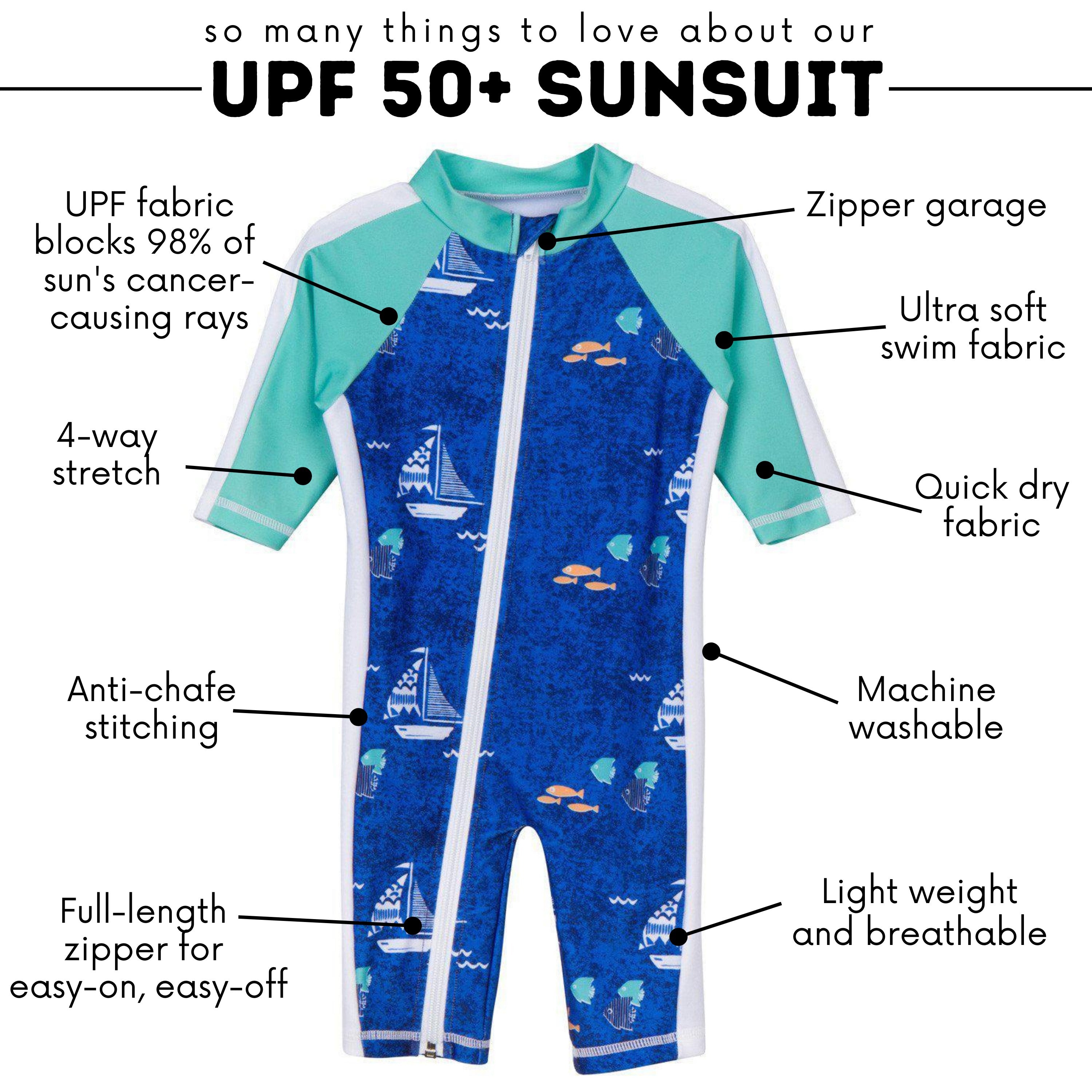 Sunsuit - Long Sleeve Romper Swimsuit | "Captain Kid"-SwimZip UPF 50+ Sun Protective Swimwear & UV Zipper Rash Guards-pos4