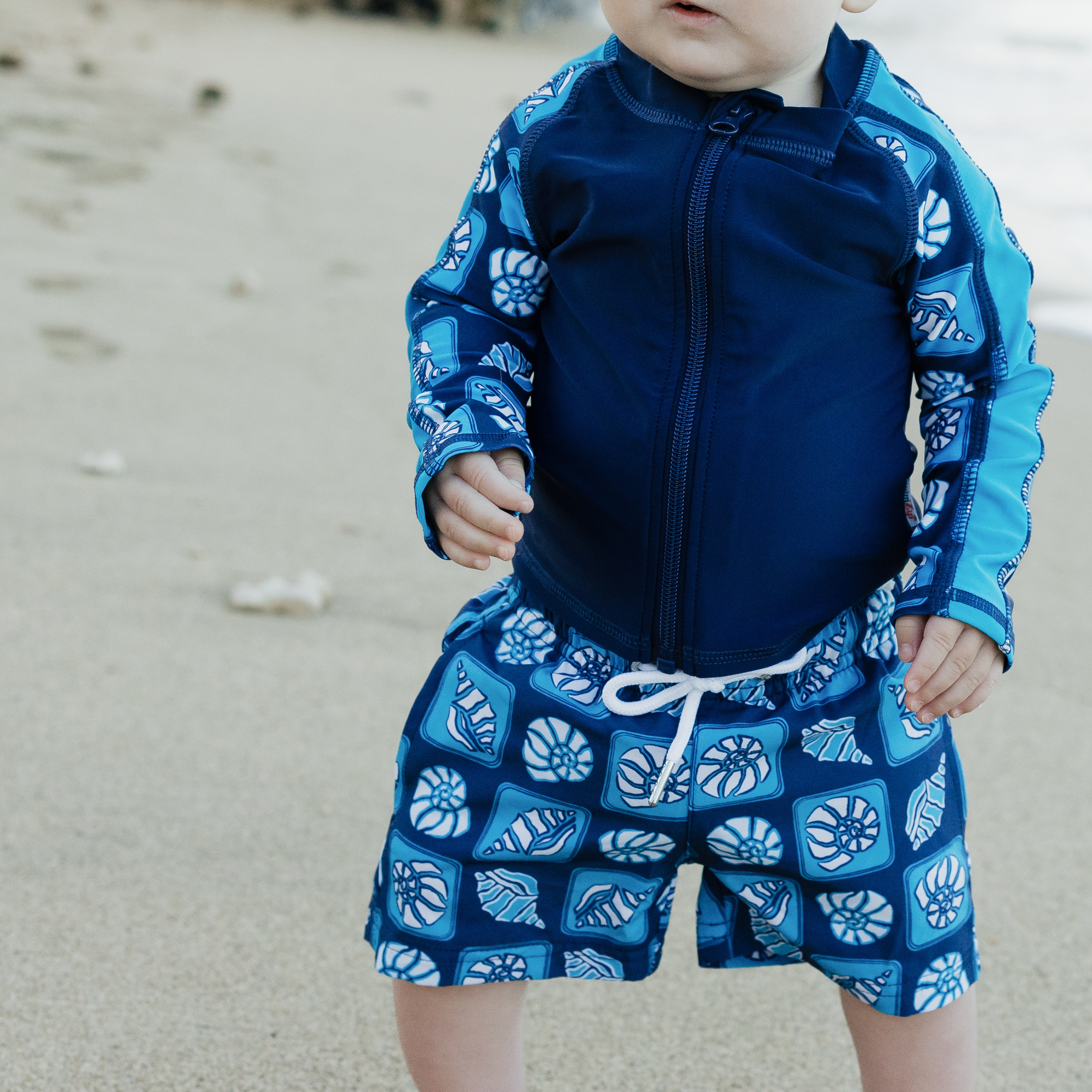 Boys Long Sleeve Zipper Rash Guard and Swim Trunk Set | "Coastal"-SwimZip UPF 50+ Sun Protective Swimwear & UV Zipper Rash Guards-pos7