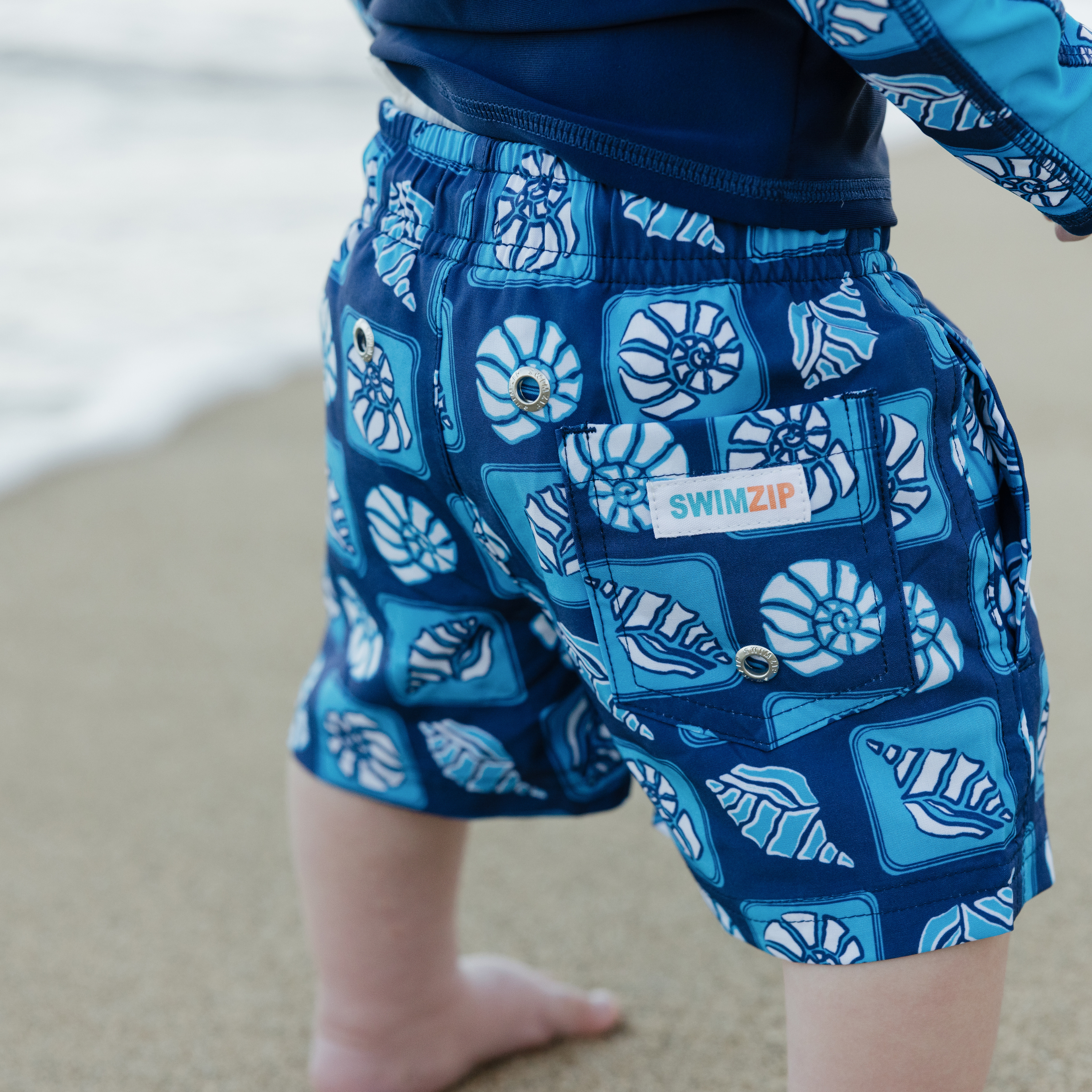 Boys Long Sleeve Zipper Rash Guard and Swim Trunk Set | "Coastal"-SwimZip UPF 50+ Sun Protective Swimwear & UV Zipper Rash Guards-pos3