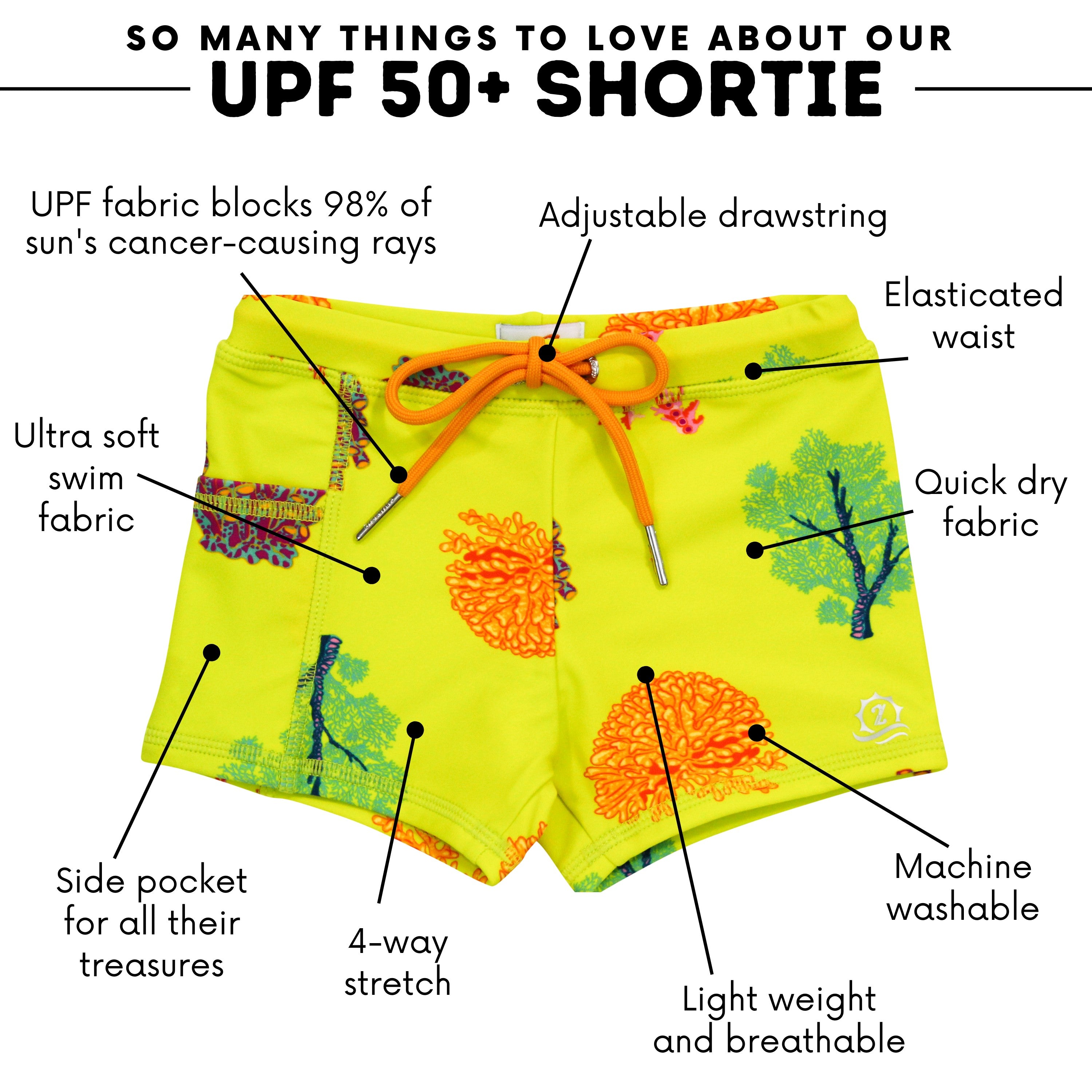 Kids Euro Swim Shorties | "Coral"-SwimZip UPF 50+ Sun Protective Swimwear & UV Zipper Rash Guards-pos4