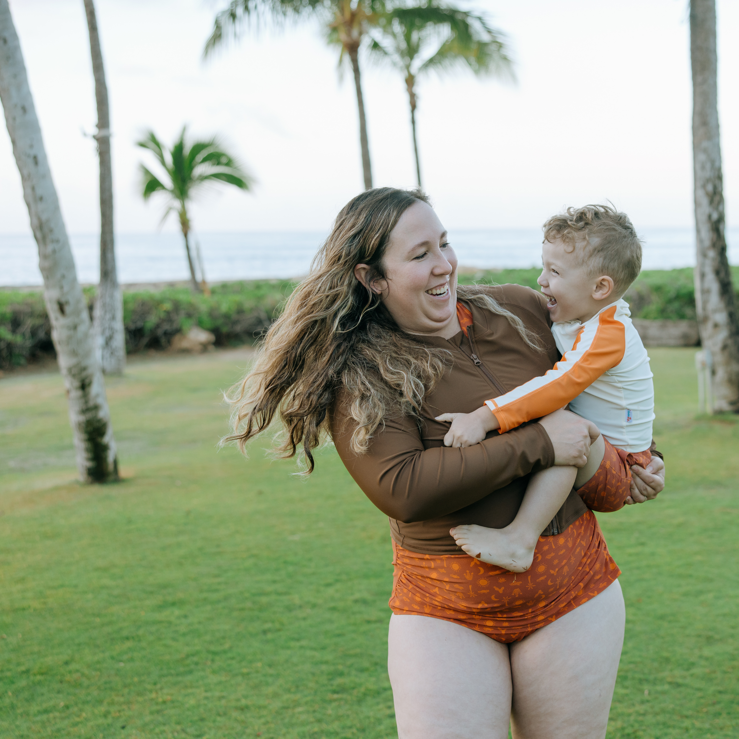 Boys Long Sleeve Zipper Rash Guard and Swim Trunk Set | "Desert"-SwimZip UPF 50+ Sun Protective Swimwear & UV Zipper Rash Guards-pos11