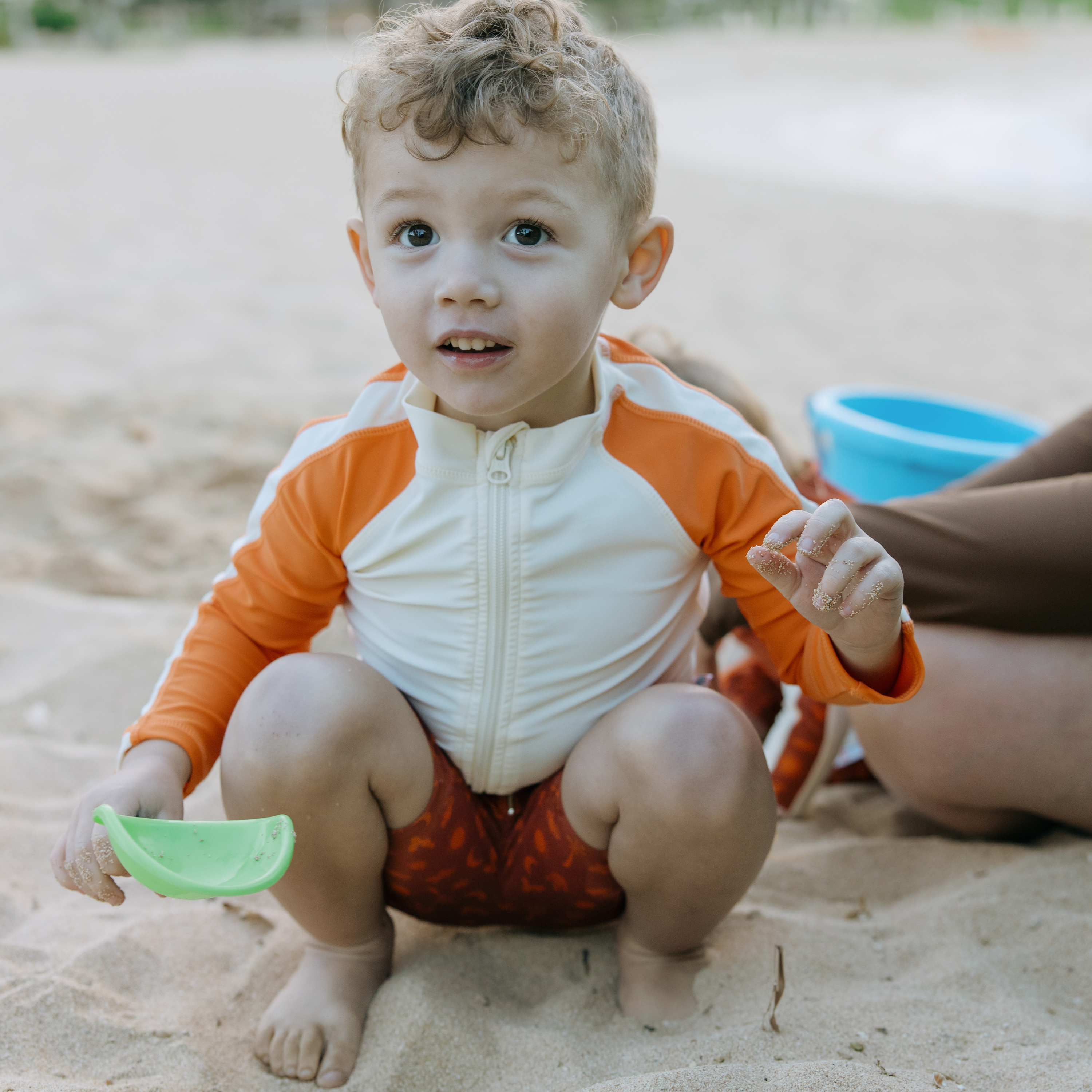 Boys Long Sleeve Zipper Rash Guard and Swim Trunk Set | "Desert"-SwimZip UPF 50+ Sun Protective Swimwear & UV Zipper Rash Guards-pos5