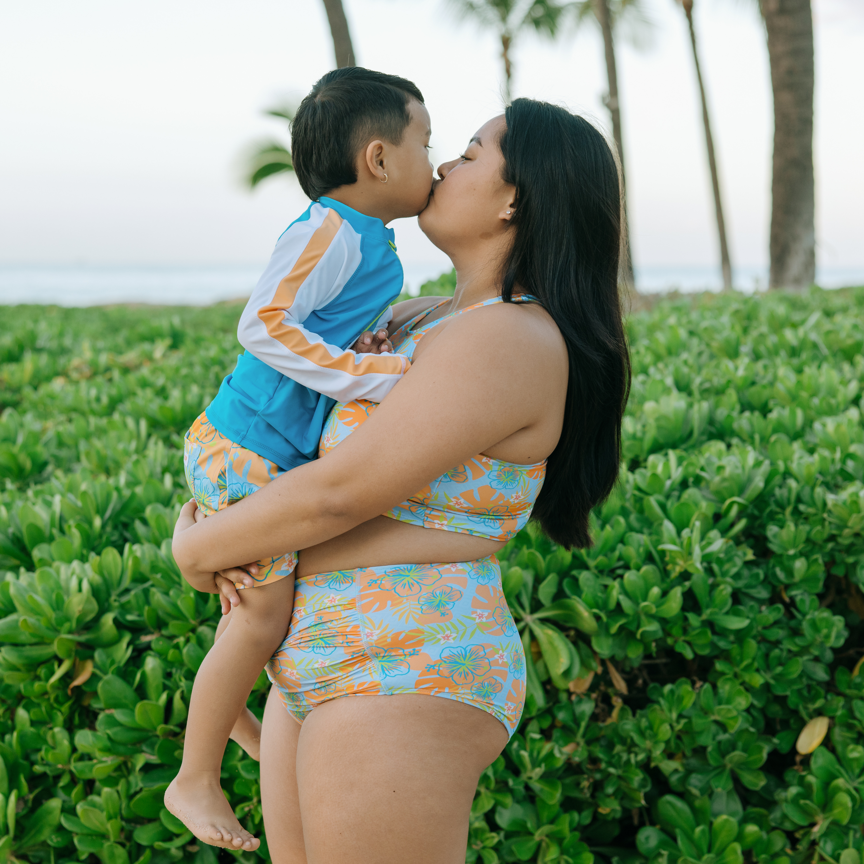 Boys Long Sleeve Zipper Rash Guard and Swim Trunk Set | "Groovy"-SwimZip UPF 50+ Sun Protective Swimwear & UV Zipper Rash Guards-pos7