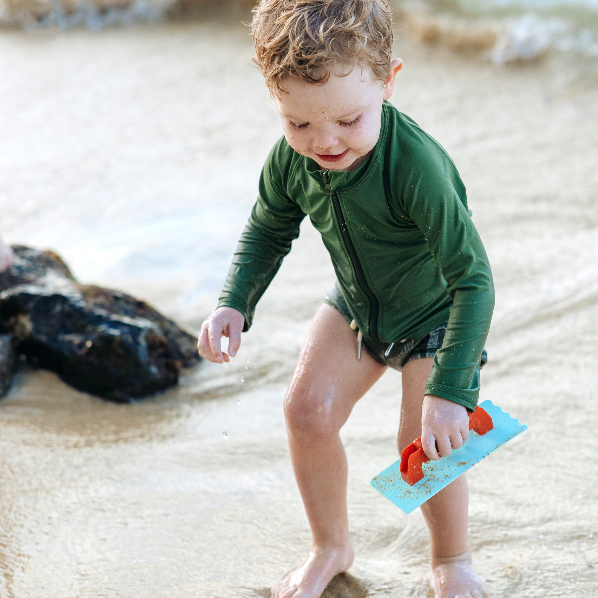 Kids UPF 50+ Long Sleeve Zipper Rash Guard Swim Shirt | "Hunter Green"-SwimZip UPF 50+ Sun Protective Swimwear & UV Zipper Rash Guards-pos7