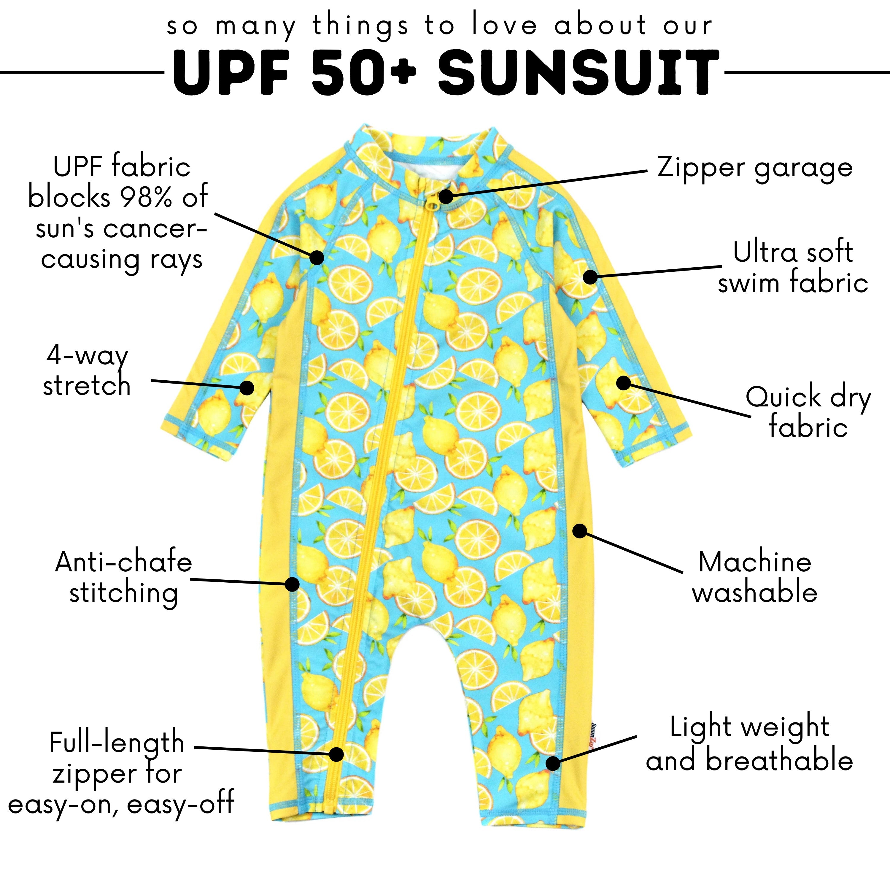 Sunsuit - Long Sleeve Romper Swimsuit | "Lemons"-SwimZip UPF 50+ Sun Protective Swimwear & UV Zipper Rash Guards-pos4