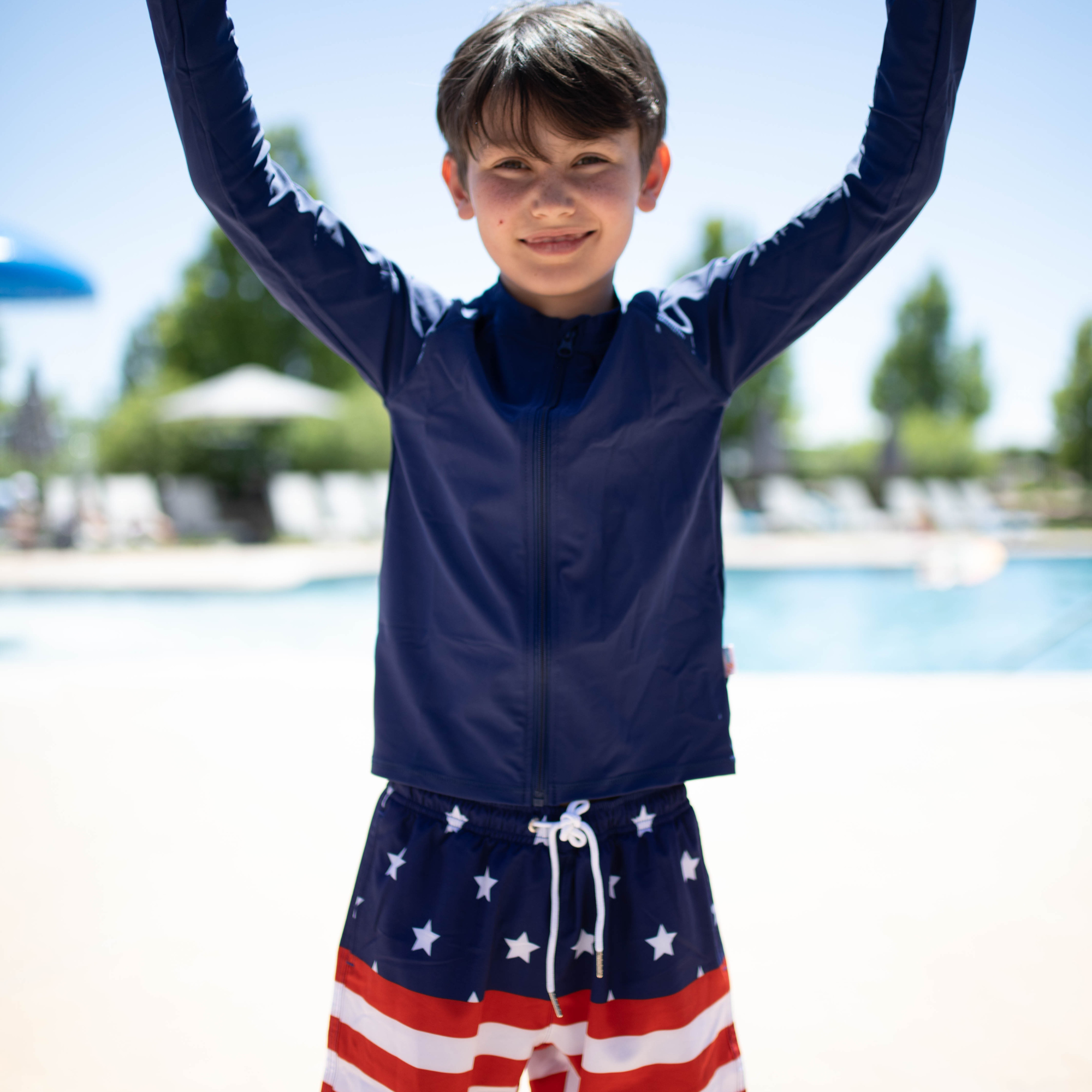 Kids UPF 50+ Long Sleeve Zipper Rash Guard Swim Shirt | "Navy"-SwimZip UPF 50+ Sun Protective Swimwear & UV Zipper Rash Guards-pos8
