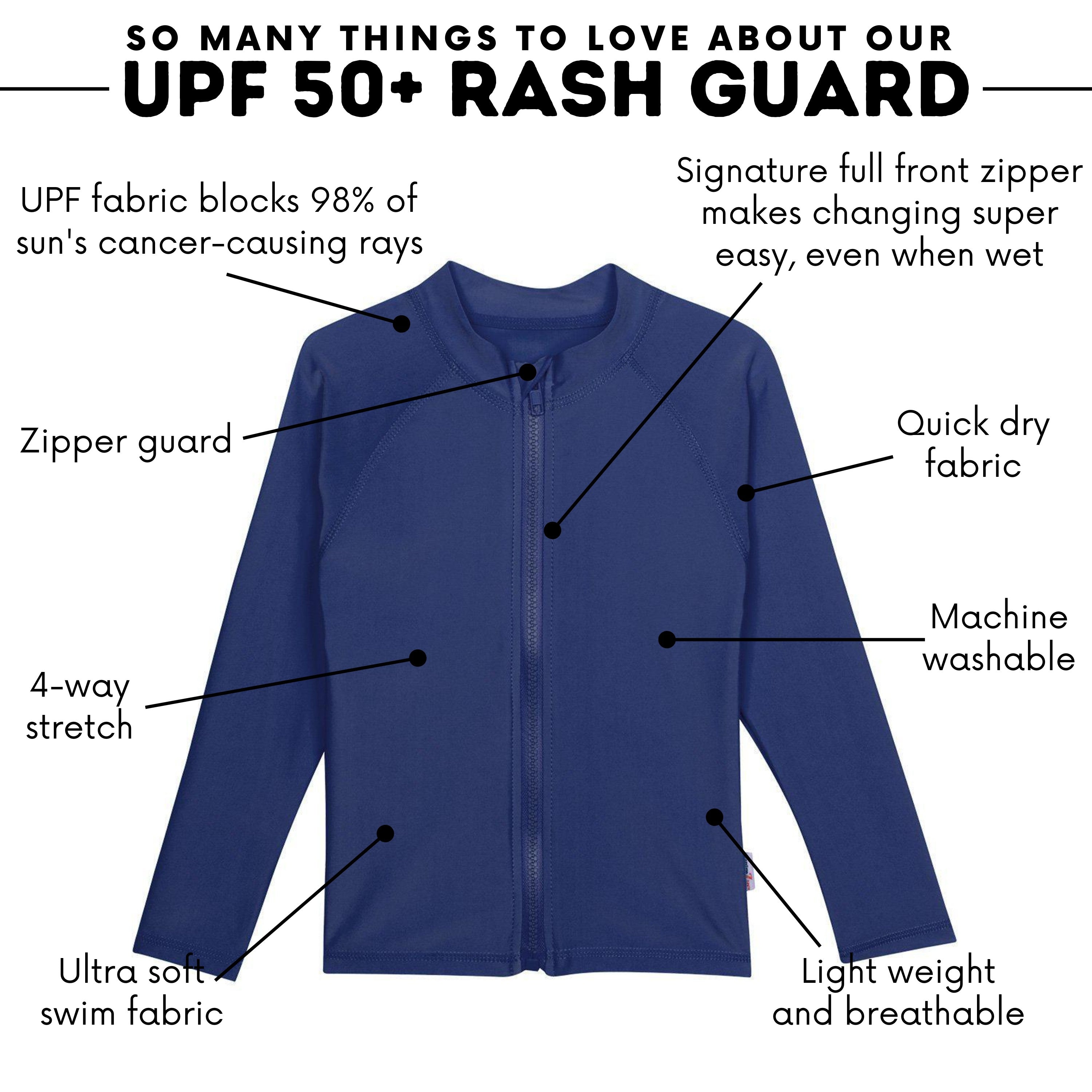 Kids UPF 50+ Long Sleeve Zipper Rash Guard Swim Shirt | "Navy"-SwimZip UPF 50+ Sun Protective Swimwear & UV Zipper Rash Guards-pos4