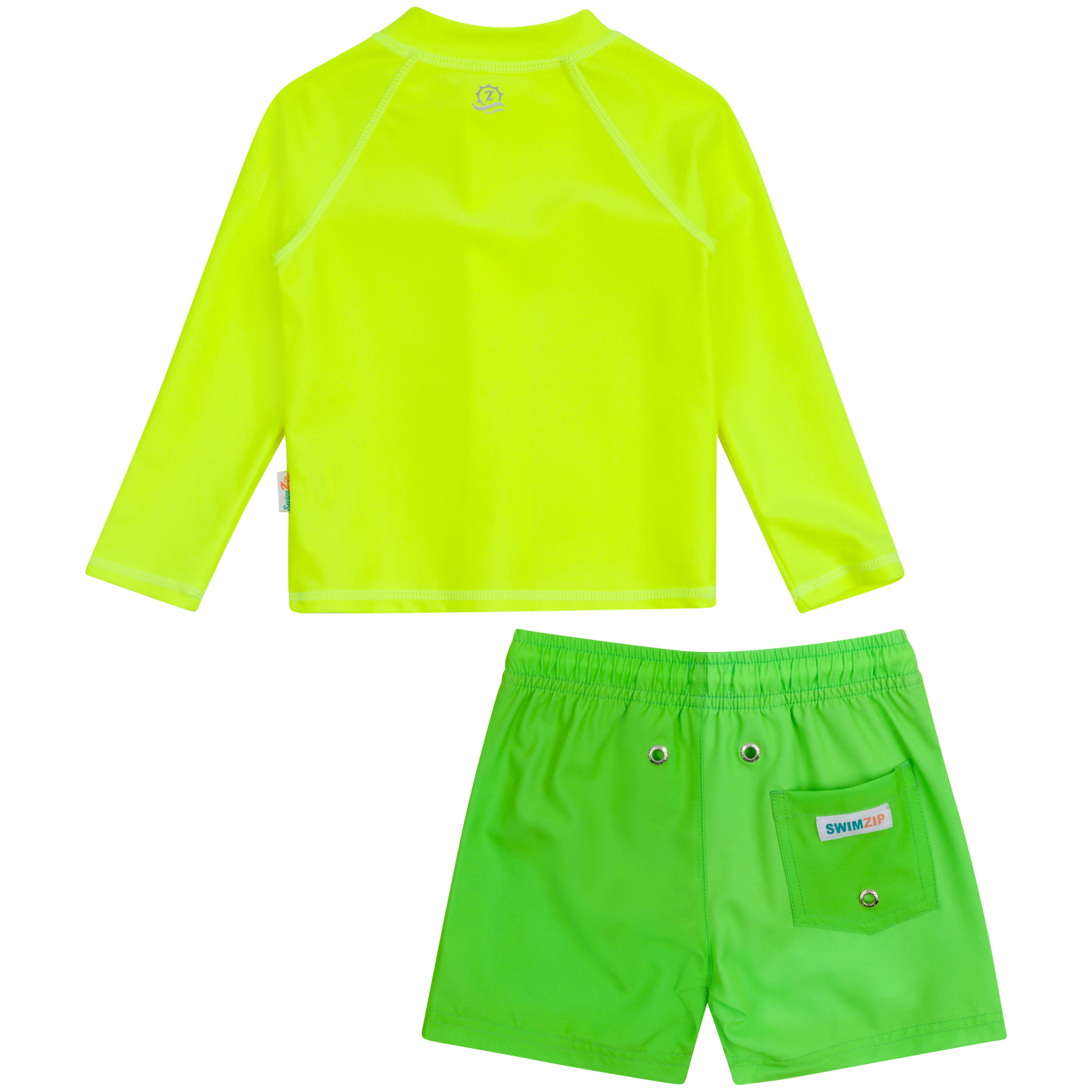 Boys Long Sleeve Zipper Rash Guard and Swim Trunk Set | "Neon Flash"-SwimZip UPF 50+ Sun Protective Swimwear & UV Zipper Rash Guards-pos10