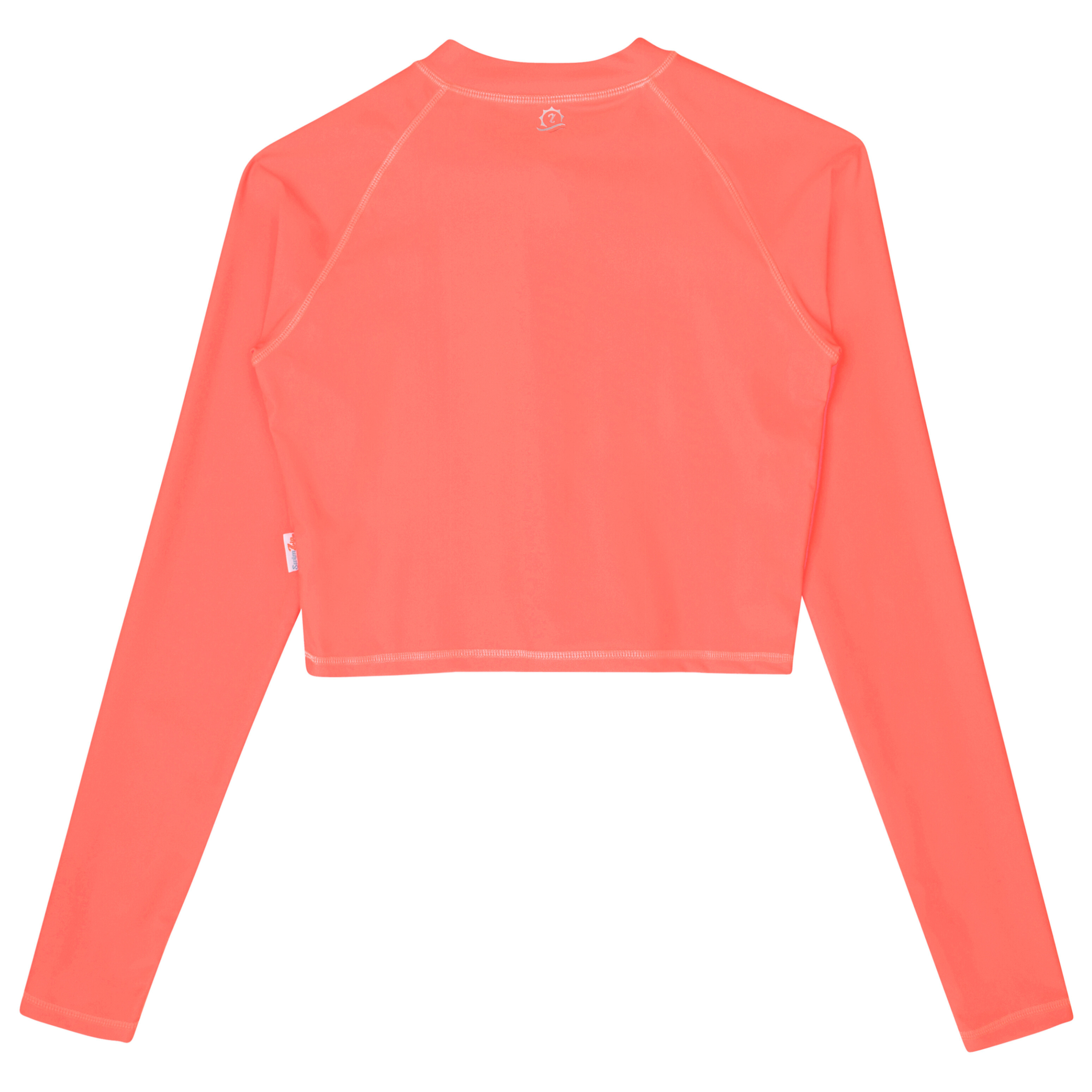 Women's Long Sleeve Crop Rash Guard | “Neon Orange"-SwimZip UPF 50+ Sun Protective Swimwear & UV Zipper Rash Guards-pos10