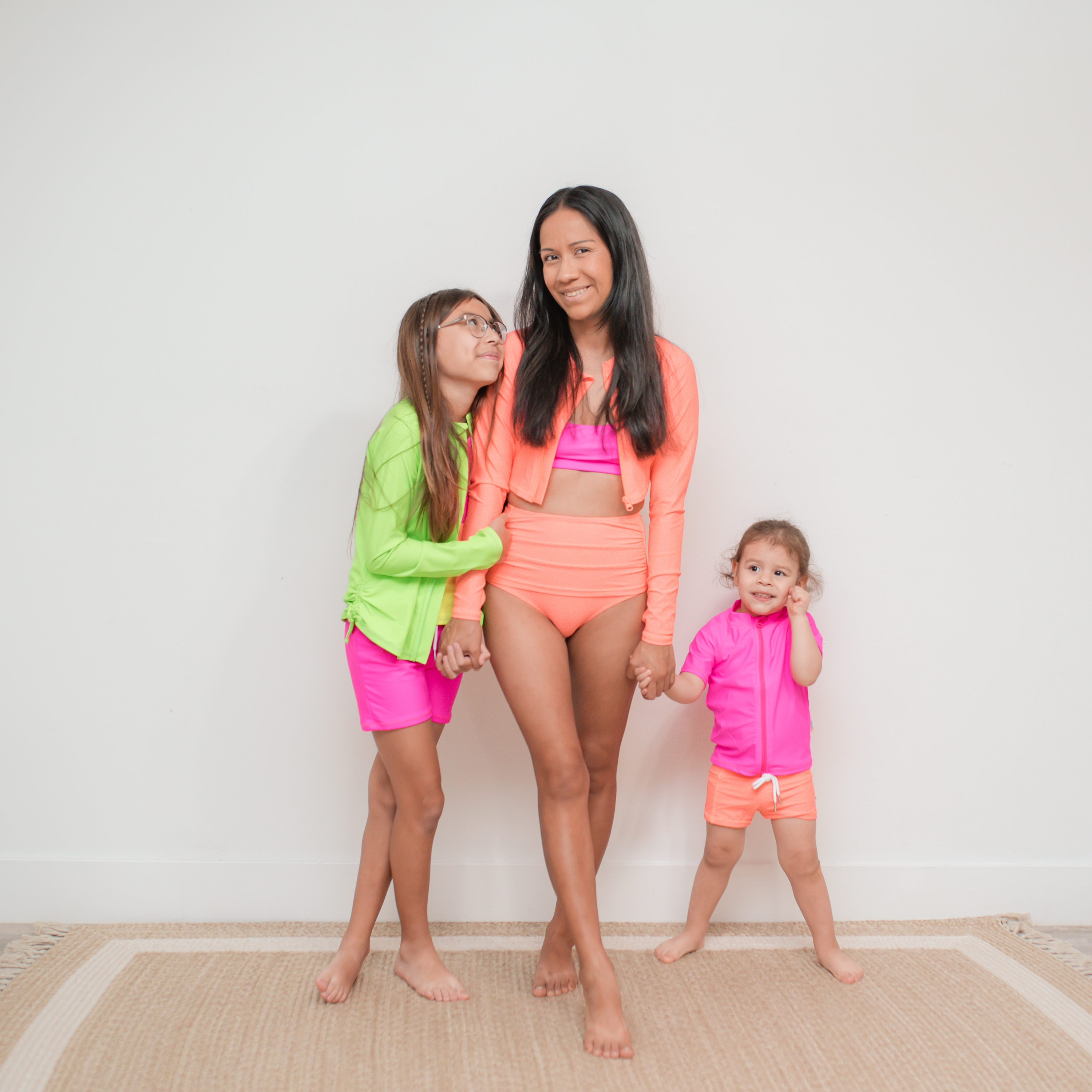 Women's Long Sleeve Crop Rash Guard | “Neon Orange"-SwimZip UPF 50+ Sun Protective Swimwear & UV Zipper Rash Guards-pos2