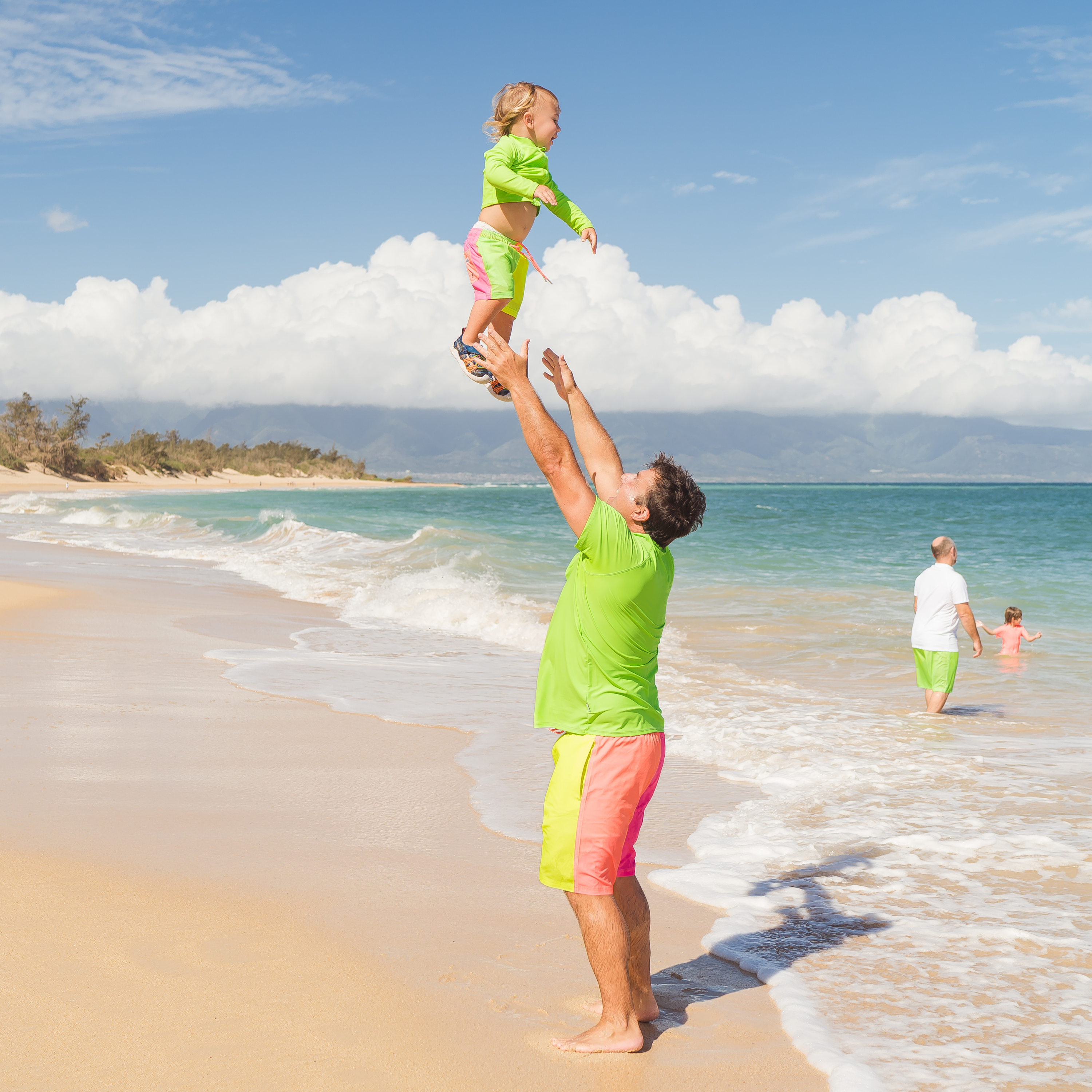 Boys Long Sleeve Zipper Rash Guard and Swim Trunk Set | "Neon Sunrise"-SwimZip UPF 50+ Sun Protective Swimwear & UV Zipper Rash Guards-pos11