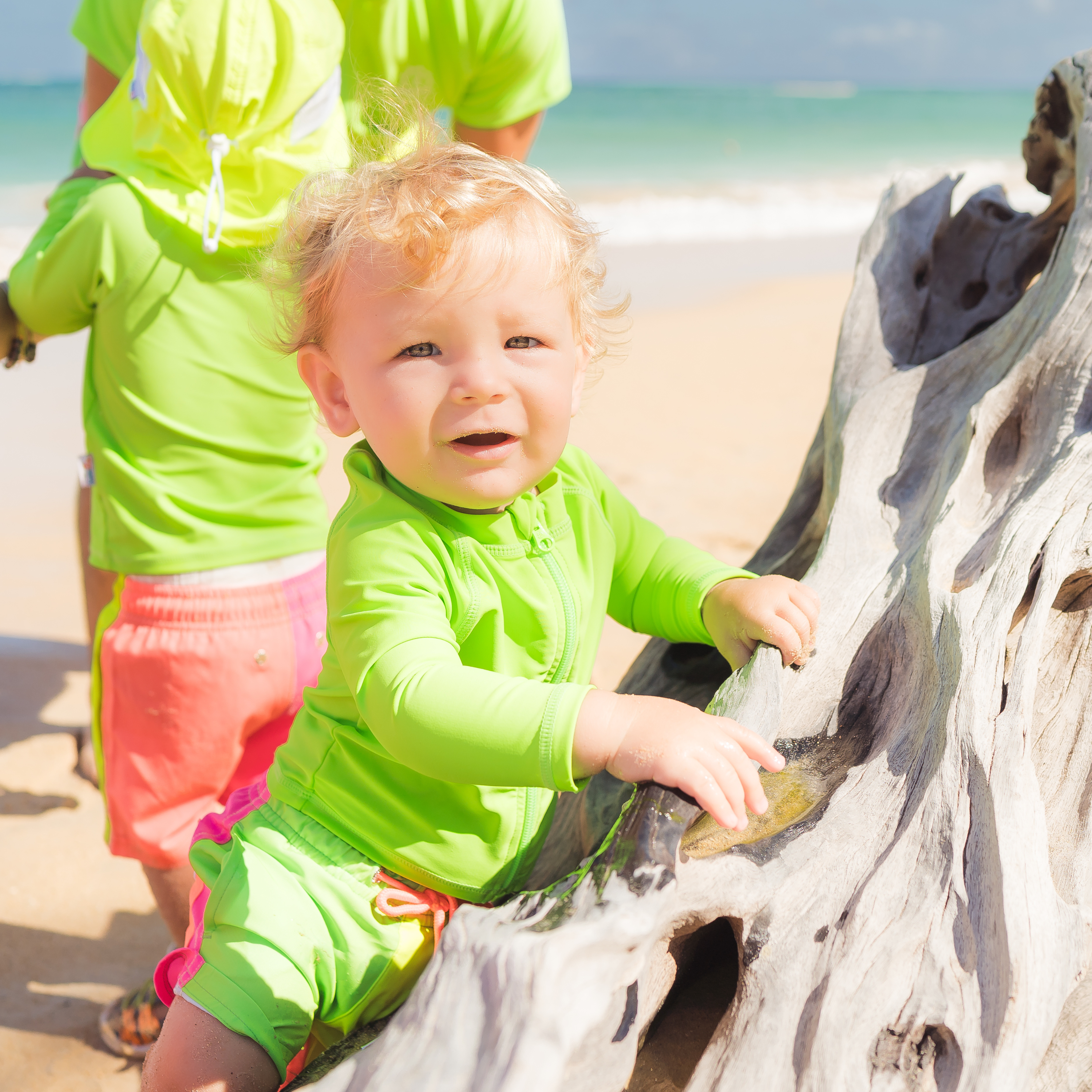 Boys Long Sleeve Zipper Rash Guard and Swim Trunk Set | "Neon Sunrise"-SwimZip UPF 50+ Sun Protective Swimwear & UV Zipper Rash Guards-pos9