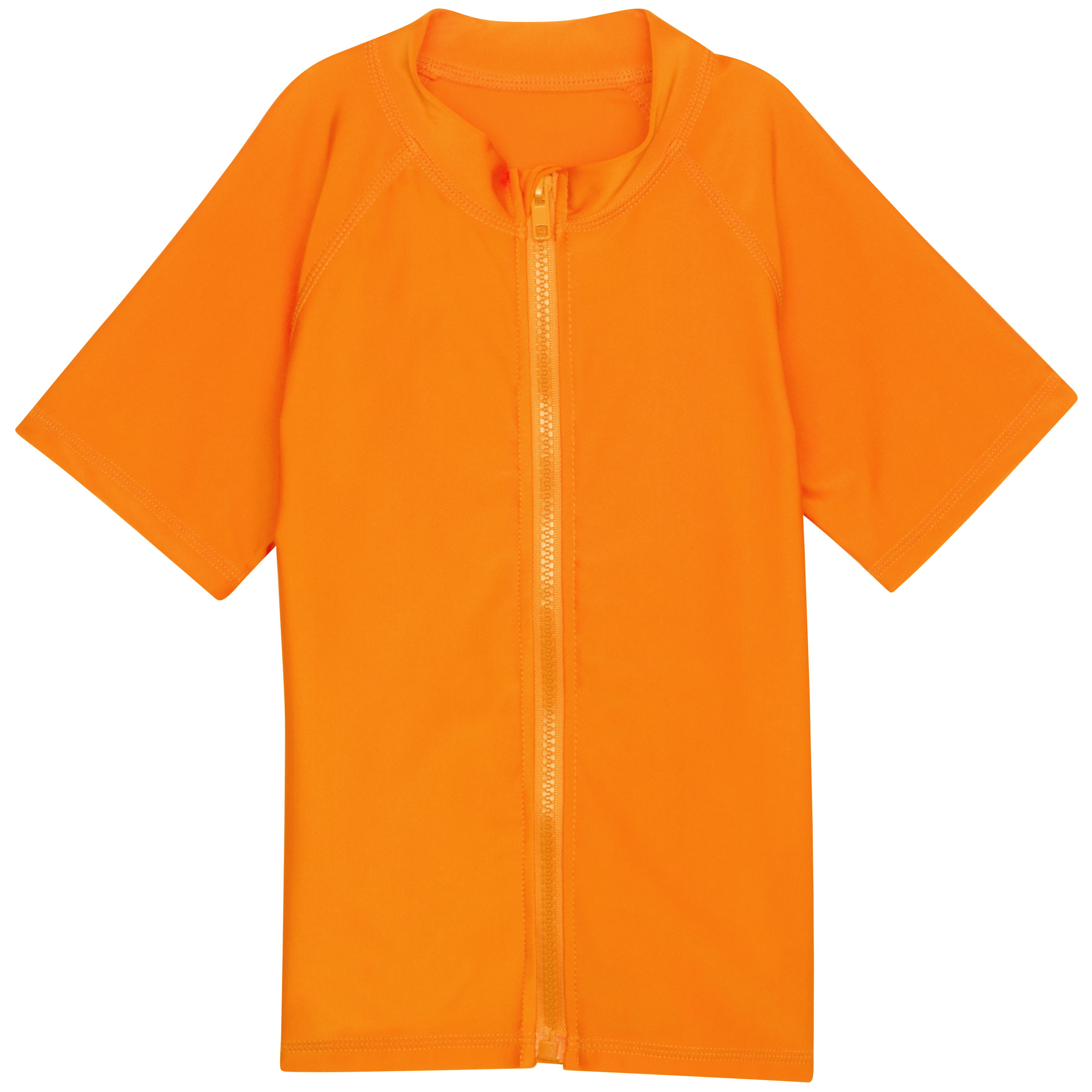 Kids Short Sleeve Zipper Rash Guard Swim Shirt | “Orange”-SwimZip UPF 50+ Sun Protective Swimwear & UV Zipper Rash Guards-pos1