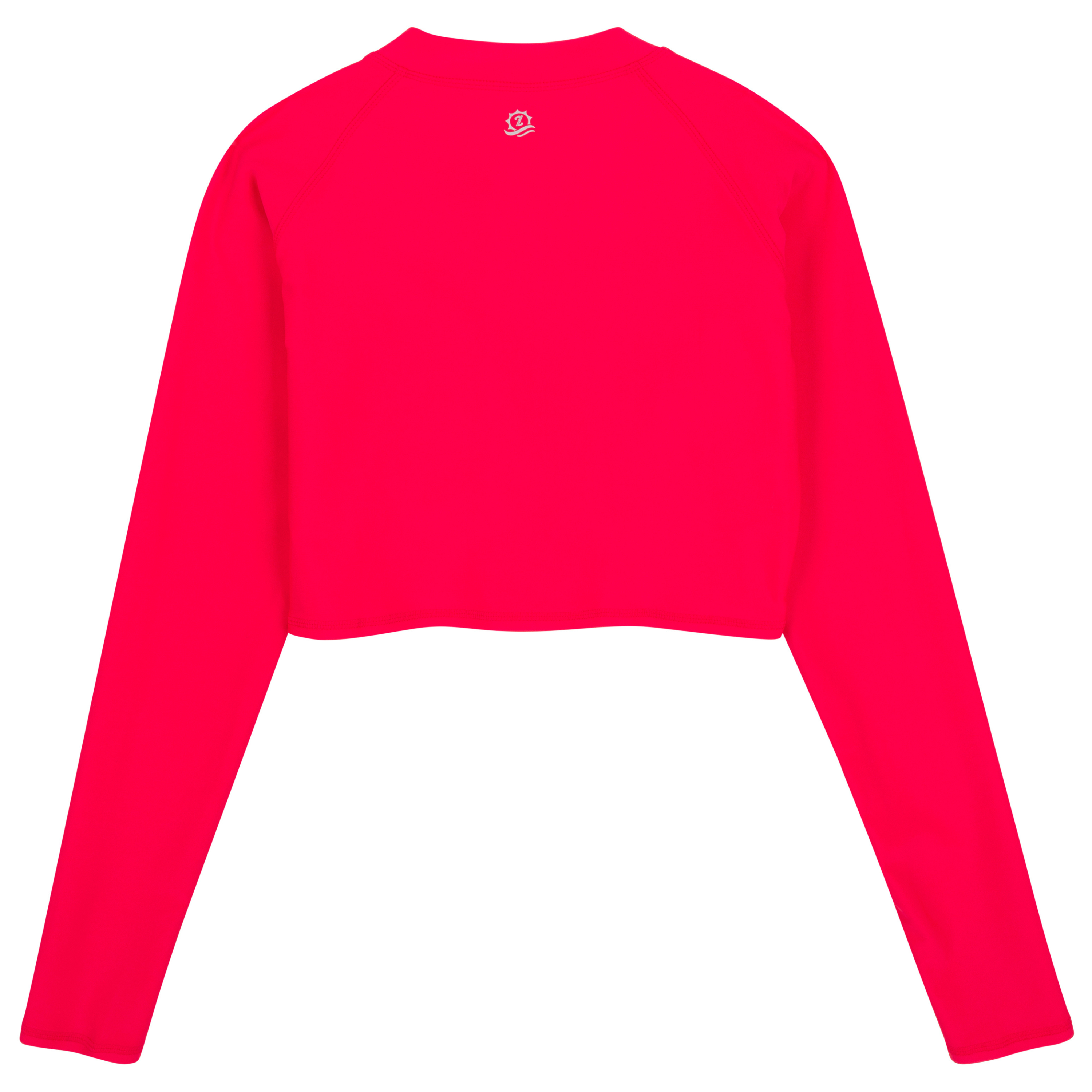 Women's Long Sleeve Crop Rash Guard | “Red"-SwimZip UPF 50+ Sun Protective Swimwear & UV Zipper Rash Guards-pos14