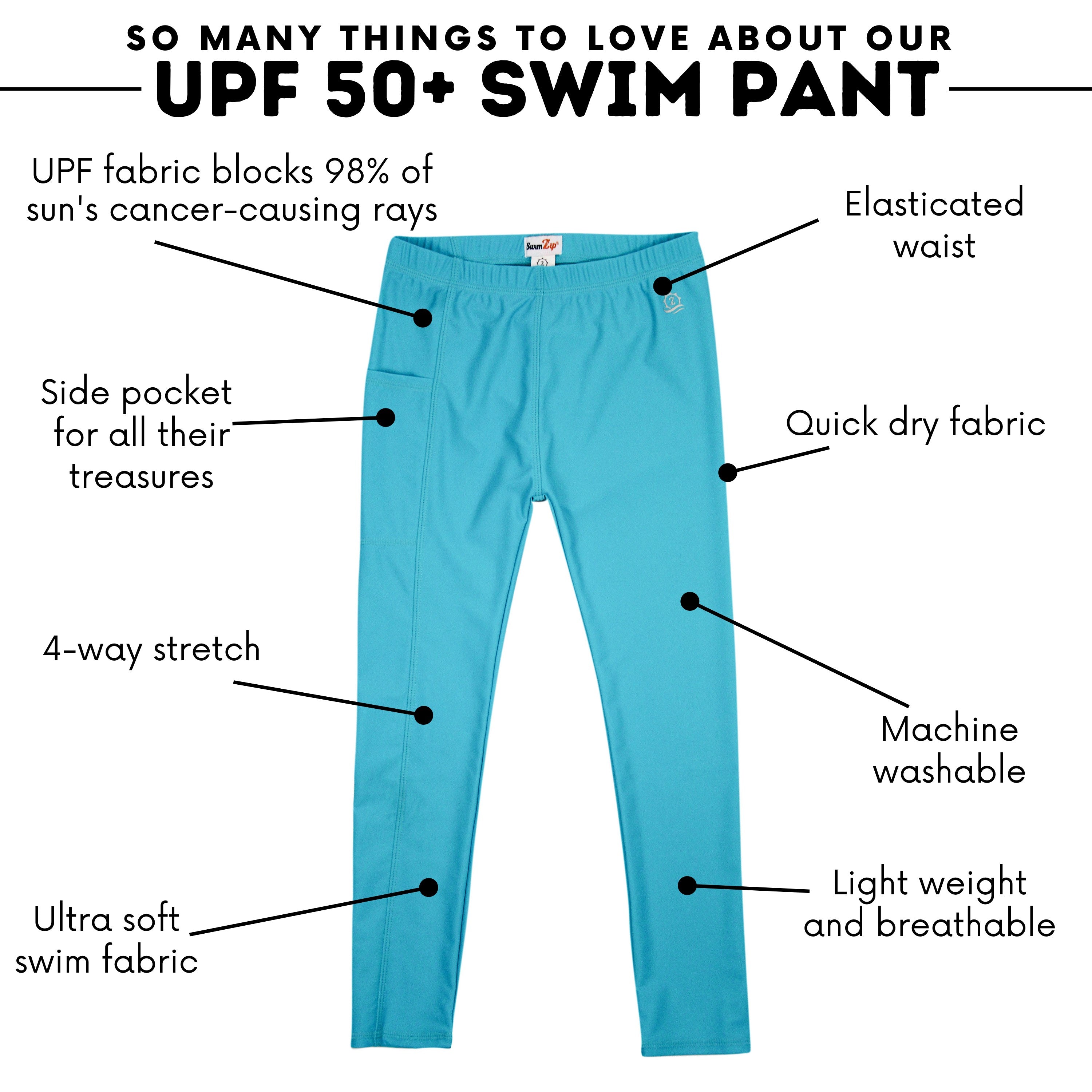Kids Swim Pants | "Scuba Blue"-SwimZip UPF 50+ Sun Protective Swimwear & UV Zipper Rash Guards-pos4