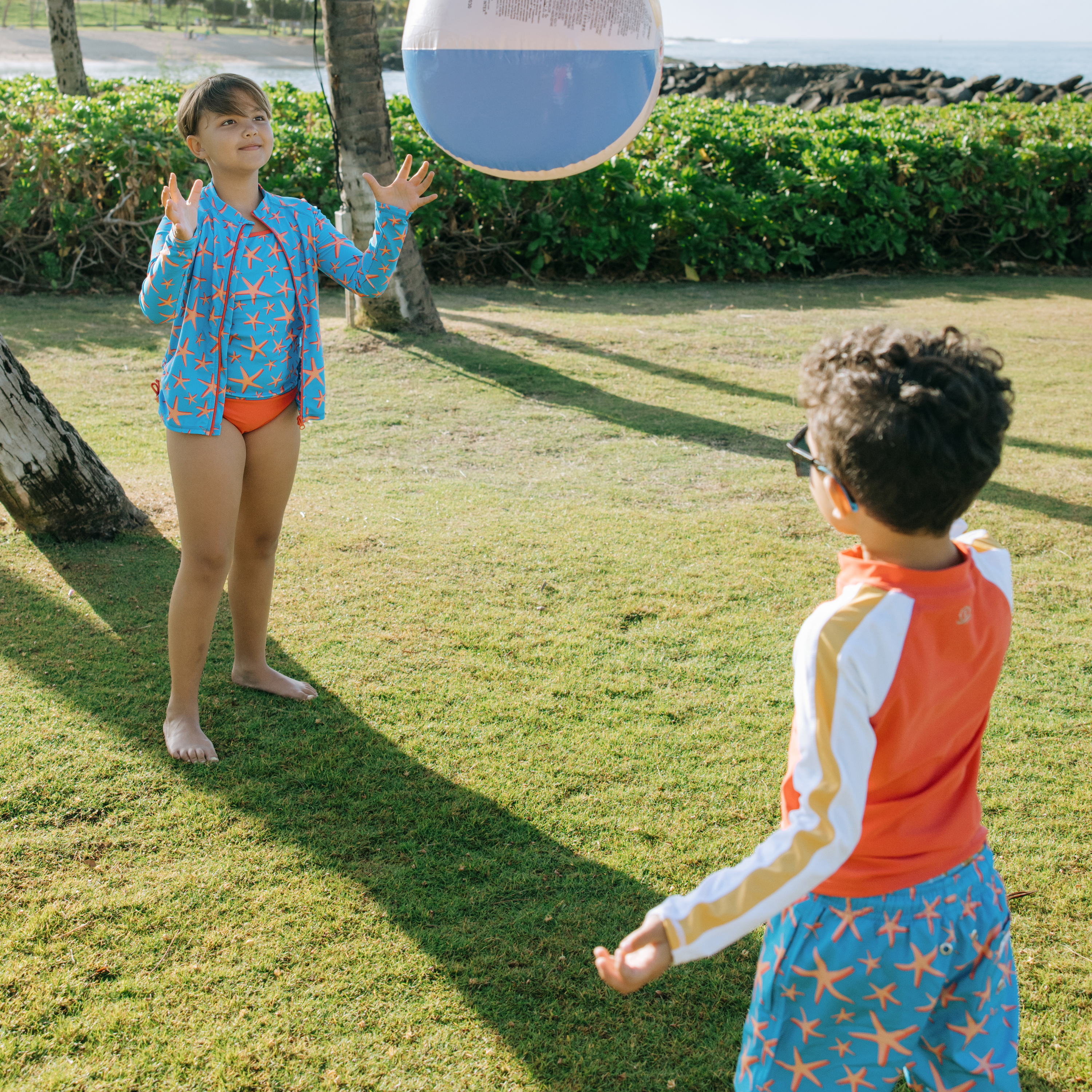 Boys Long Sleeve Zipper Rash Guard and Swim Trunk Set | "Starfish"-SwimZip UPF 50+ Sun Protective Swimwear & UV Zipper Rash Guards-pos5