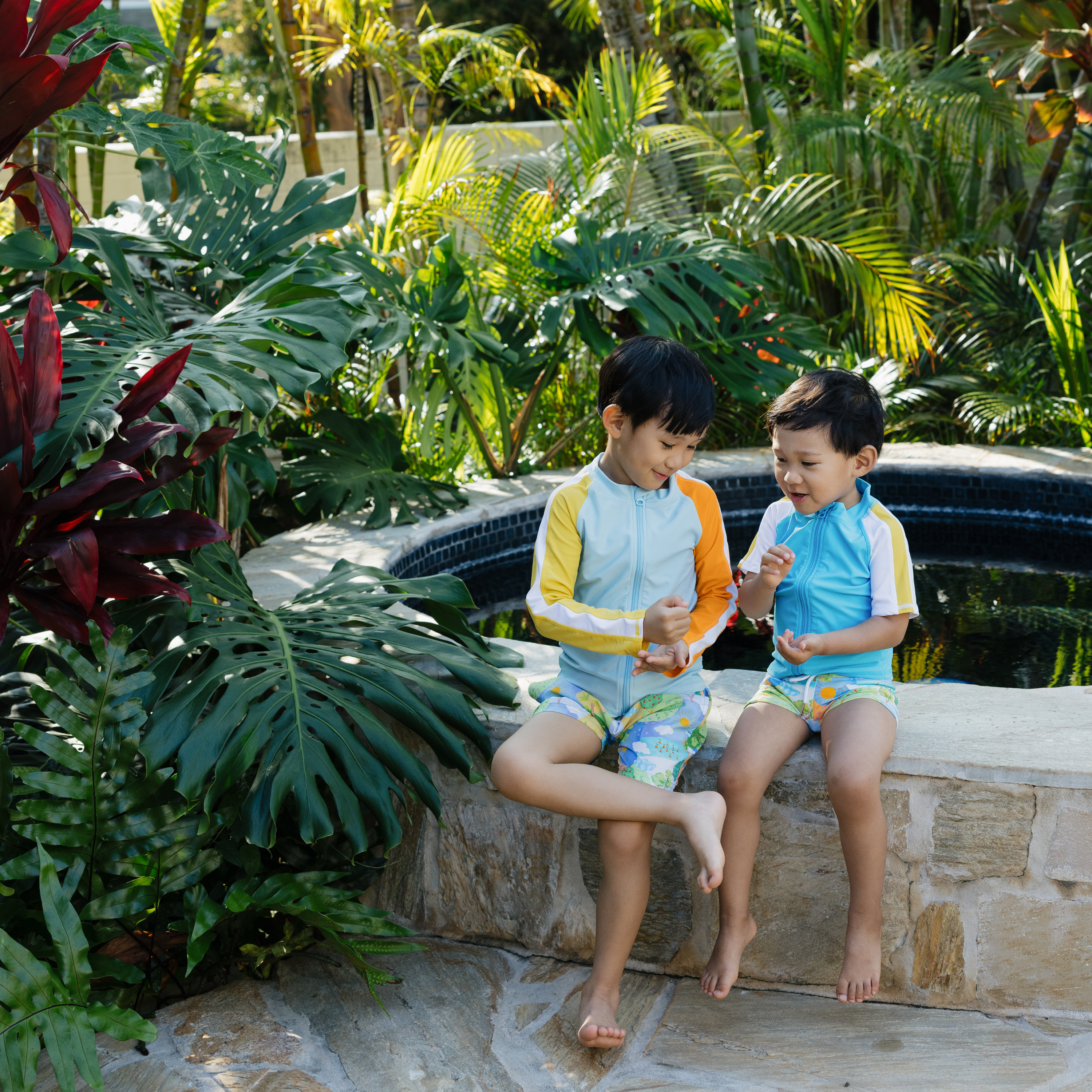 Boys Long Sleeve Zipper Rash Guard and Swim Trunk Set | "Sunshine"-SwimZip UPF 50+ Sun Protective Swimwear & UV Zipper Rash Guards-pos8