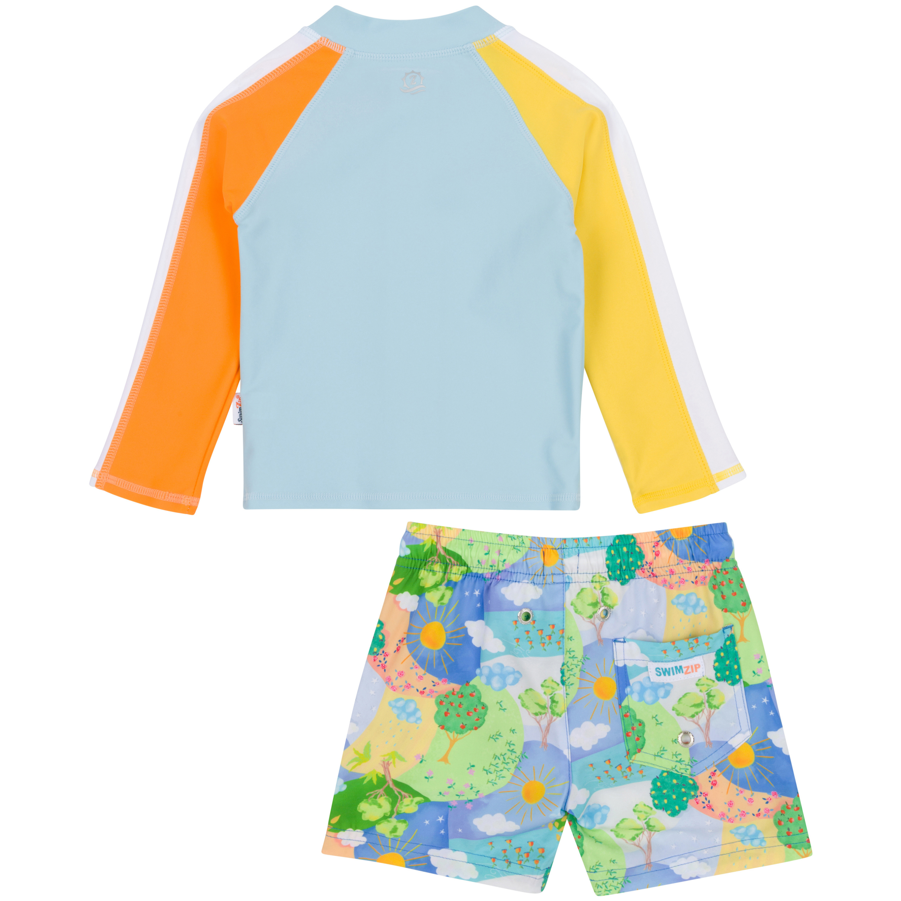 Boys Long Sleeve Zipper Rash Guard and Swim Trunk Set | "Sunshine"-SwimZip UPF 50+ Sun Protective Swimwear & UV Zipper Rash Guards-pos10