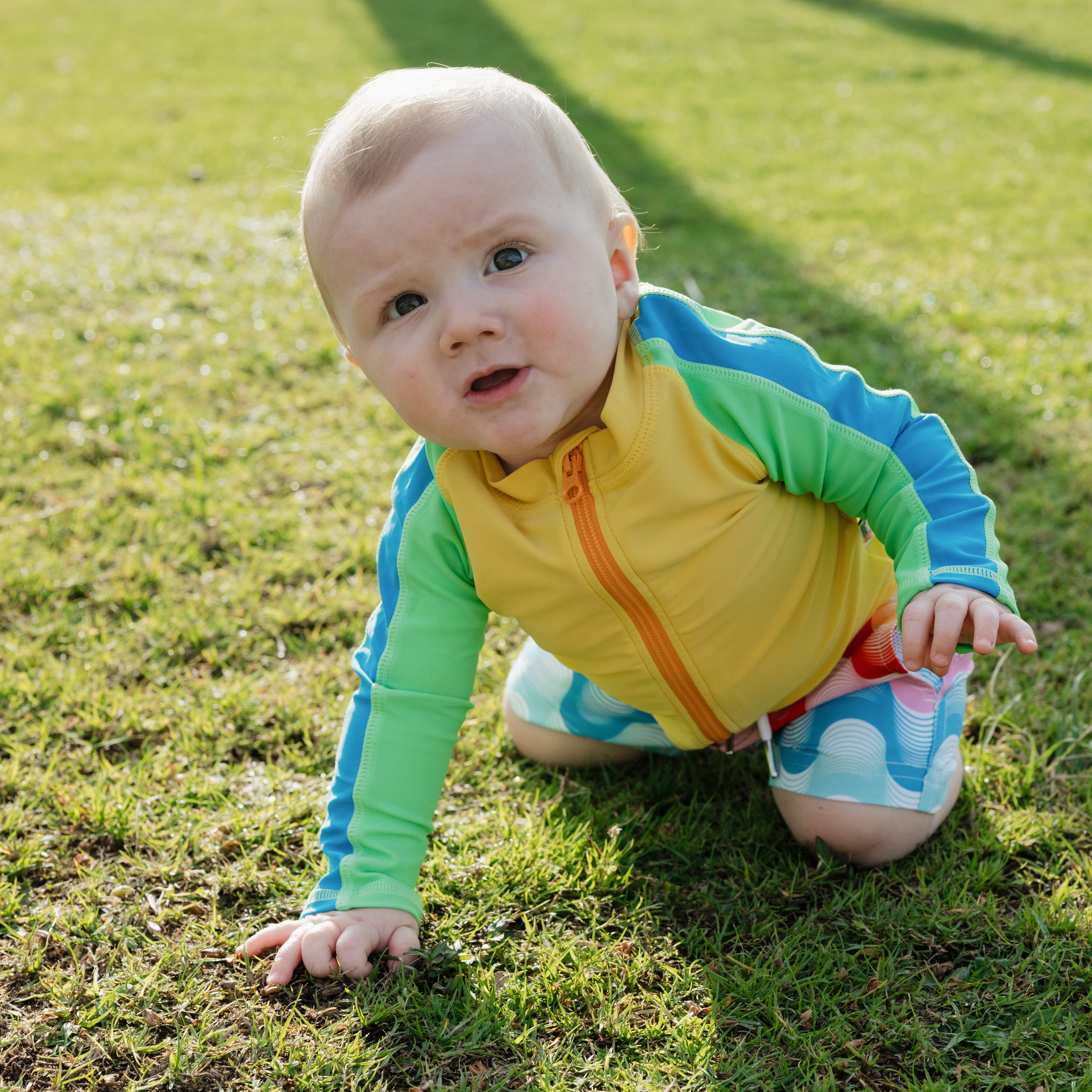 Boys Long Sleeve Zipper Rash Guard and Swim Trunk Set | "Surf's Up"-SwimZip UPF 50+ Sun Protective Swimwear & UV Zipper Rash Guards-pos6