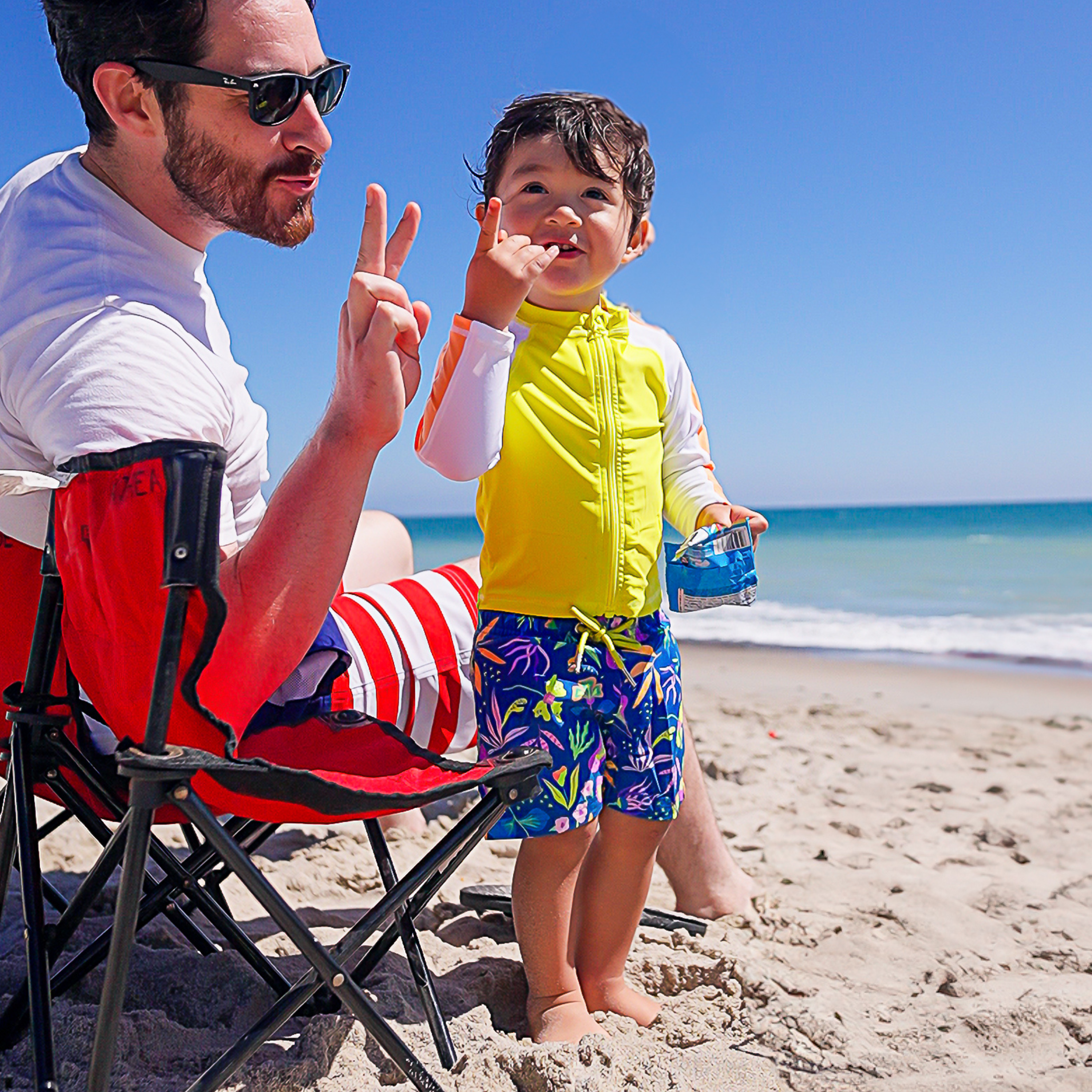 Boys Long Sleeve Zipper Rash Guard and Swim Trunk Set | "Tropadelic"-SwimZip UPF 50+ Sun Protective Swimwear & UV Zipper Rash Guards-pos2