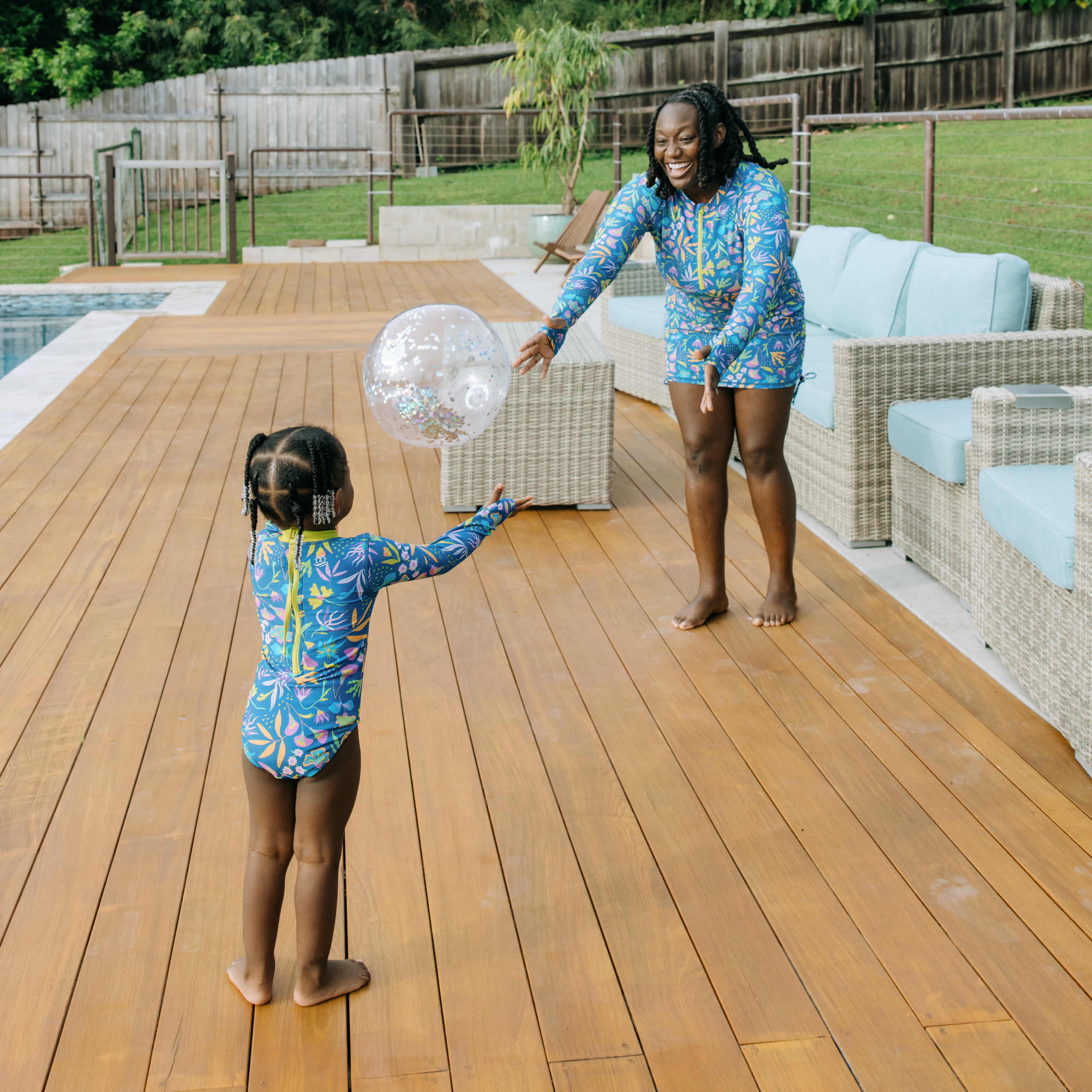 Women's Half Zip Swim Dress Cover Up | "Tropadelic"-SwimZip UPF 50+ Sun Protective Swimwear & UV Zipper Rash Guards-pos10