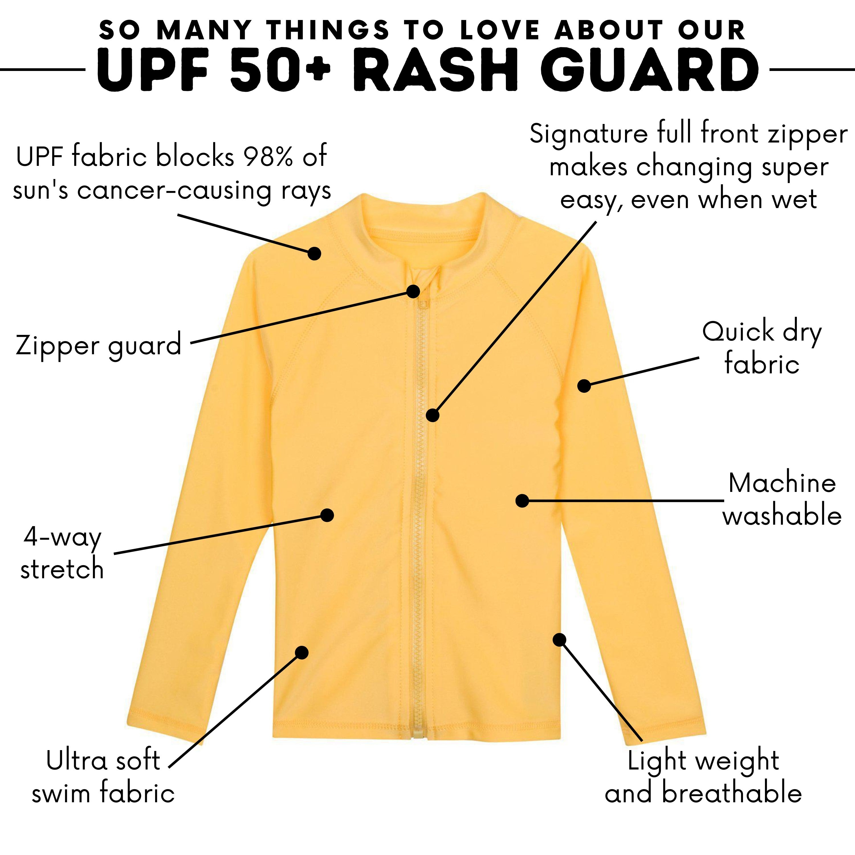 Kids UPF 50+ Long Sleeve Zipper Rash Guard Swim Shirt | "Yellow"-SwimZip UPF 50+ Sun Protective Swimwear & UV Zipper Rash Guards-pos4