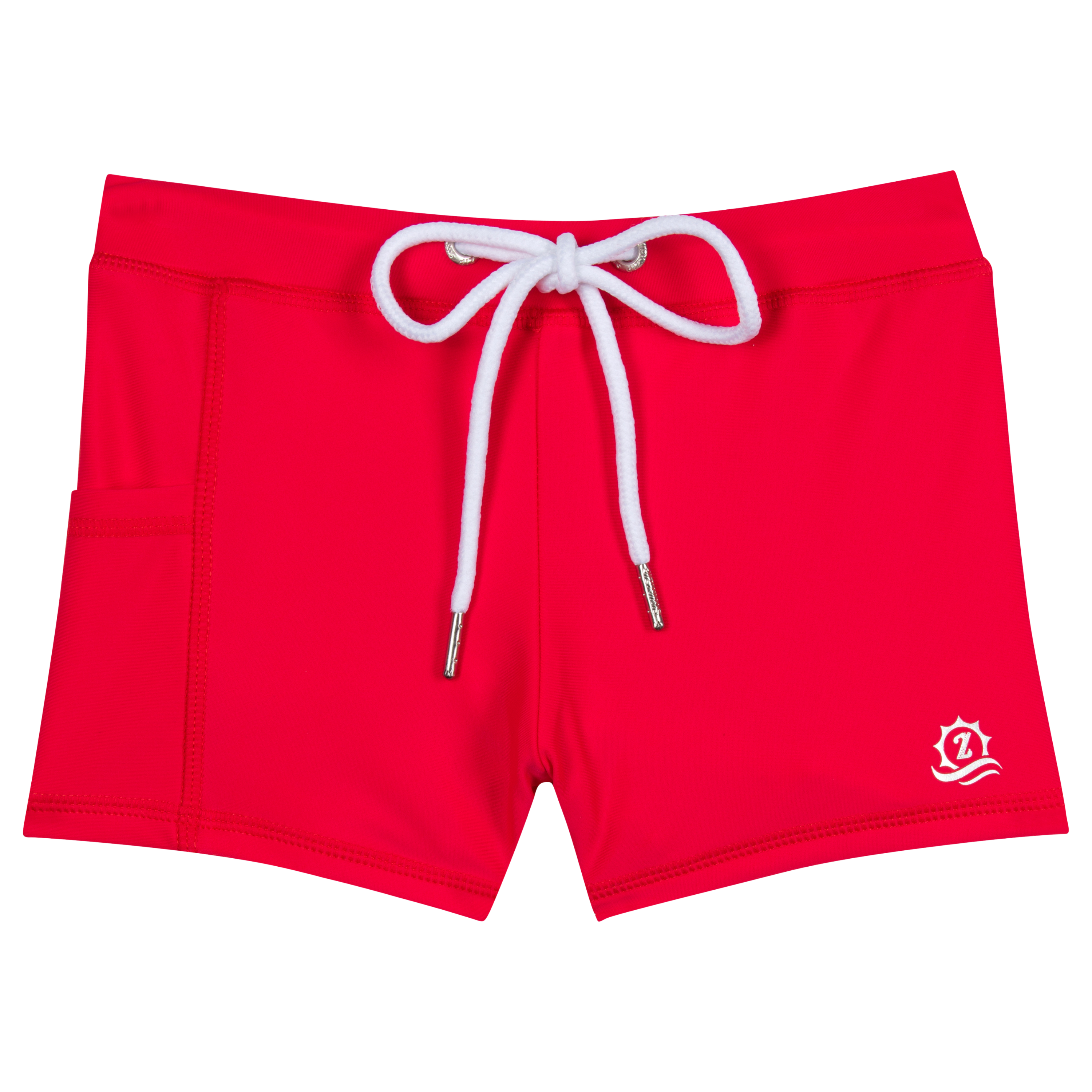 Kids Euro Swim Shorties | "Red"-6-12 Month-Red-SwimZip UPF 50+ Sun Protective Swimwear & UV Zipper Rash Guards-pos1