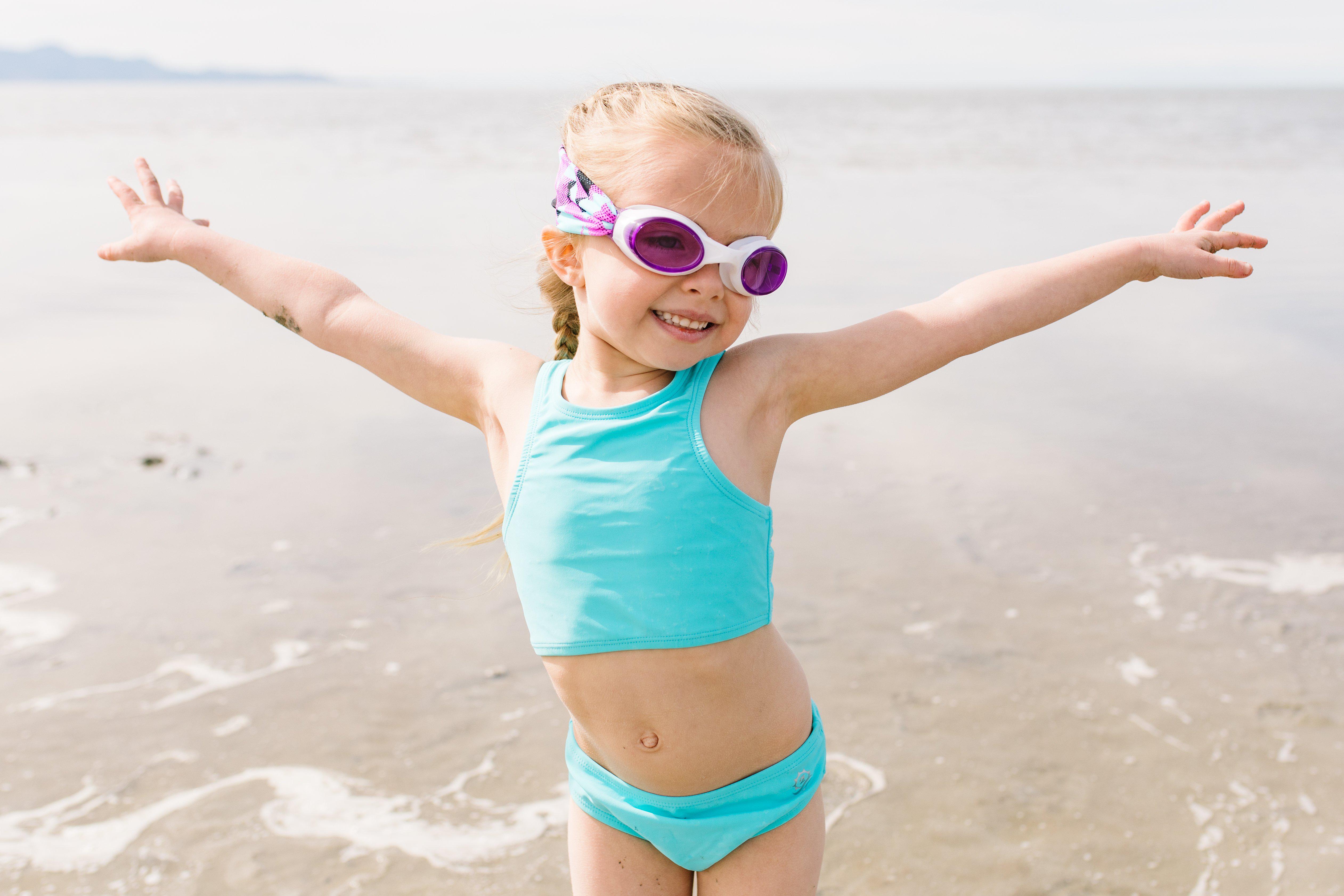 Girls Halter Top Bikini Set (2 Piece) | "Aqua"-SwimZip UPF 50+ Sun Protective Swimwear & UV Zipper Rash Guards-pos3
