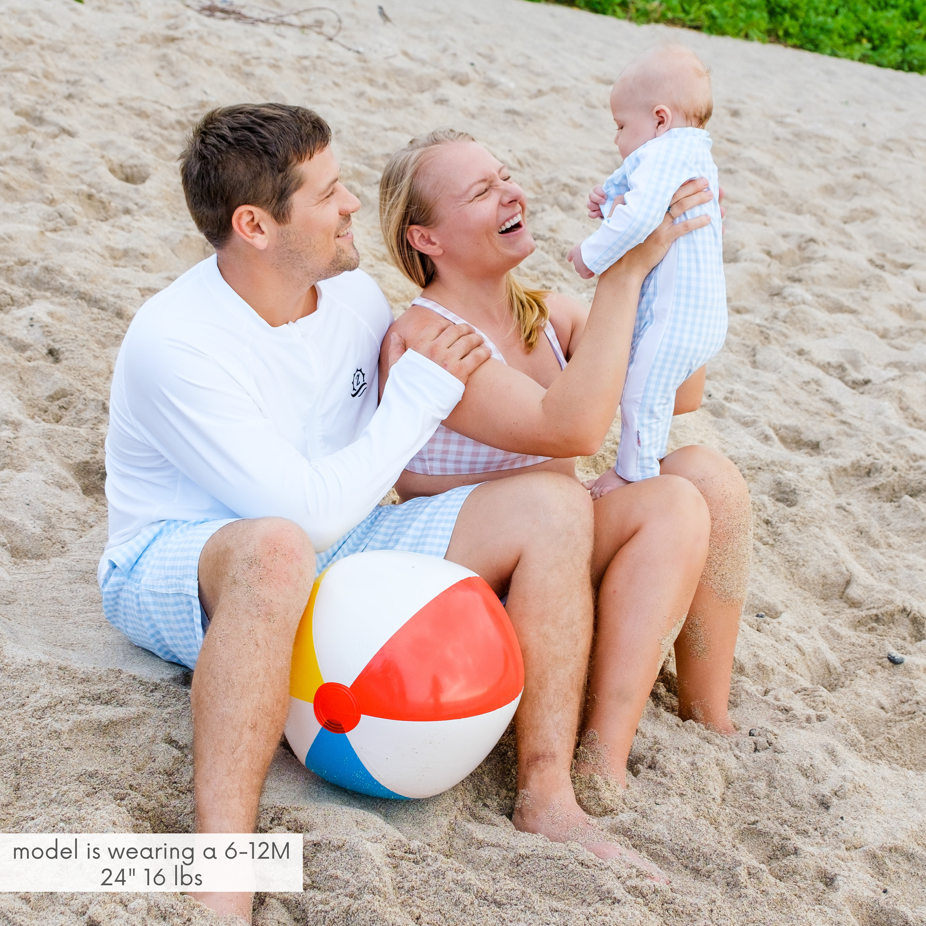 Sunsuit - Long Sleeve Romper Swimsuit | "Blue Gingham"-SwimZip UPF 50+ Sun Protective Swimwear & UV Zipper Rash Guards-pos2