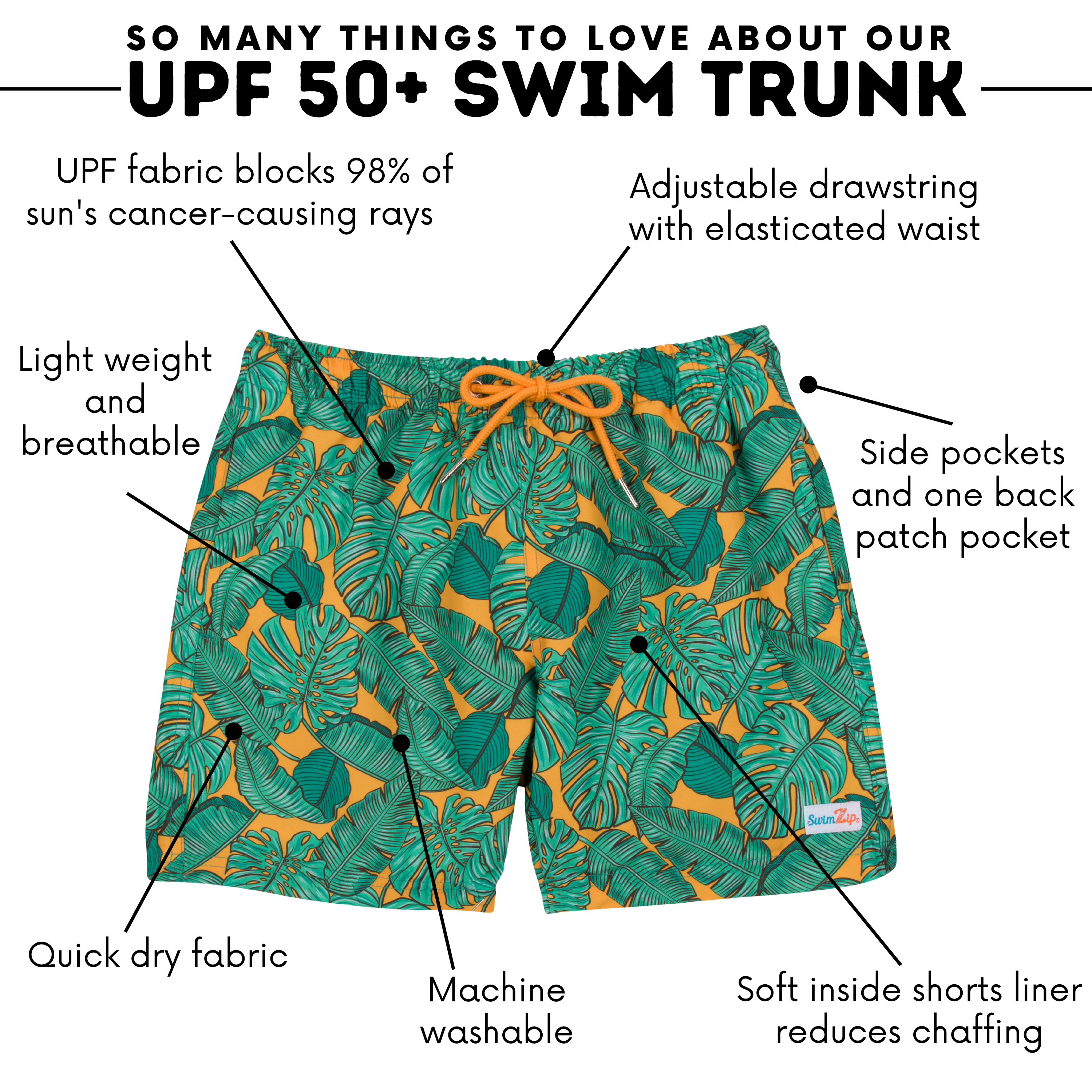 Boys Swim Trunks Boxer Brief Liner (sizes 6-14) | "The Tropics"-SwimZip UPF 50+ Sun Protective Swimwear & UV Zipper Rash Guards-pos5