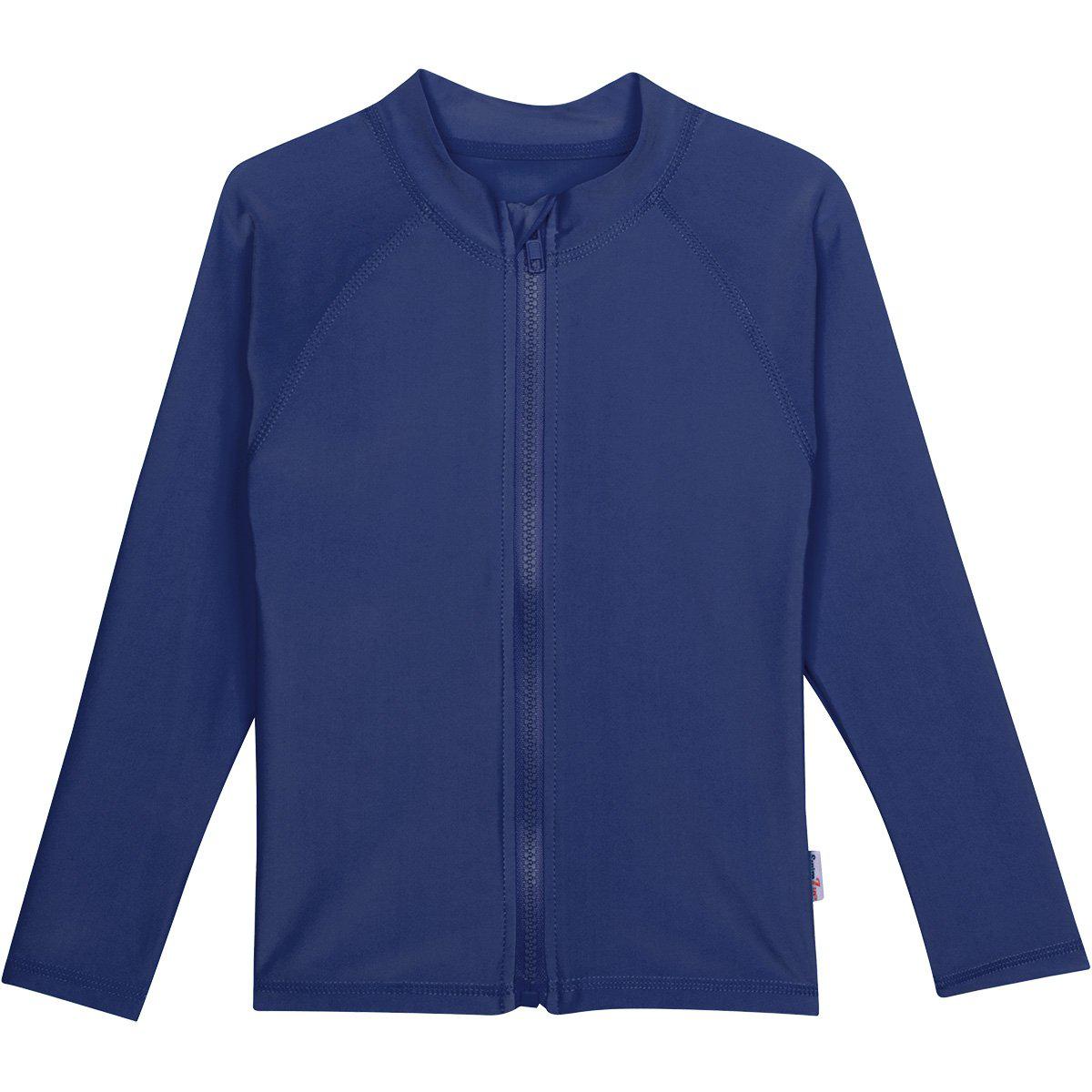 Kids UPF 50+ Long Sleeve Zipper Rash Guard Swim Shirt | "Navy"-0-3 Month-Navy-SwimZip UPF 50+ Sun Protective Swimwear & UV Zipper Rash Guards-pos1