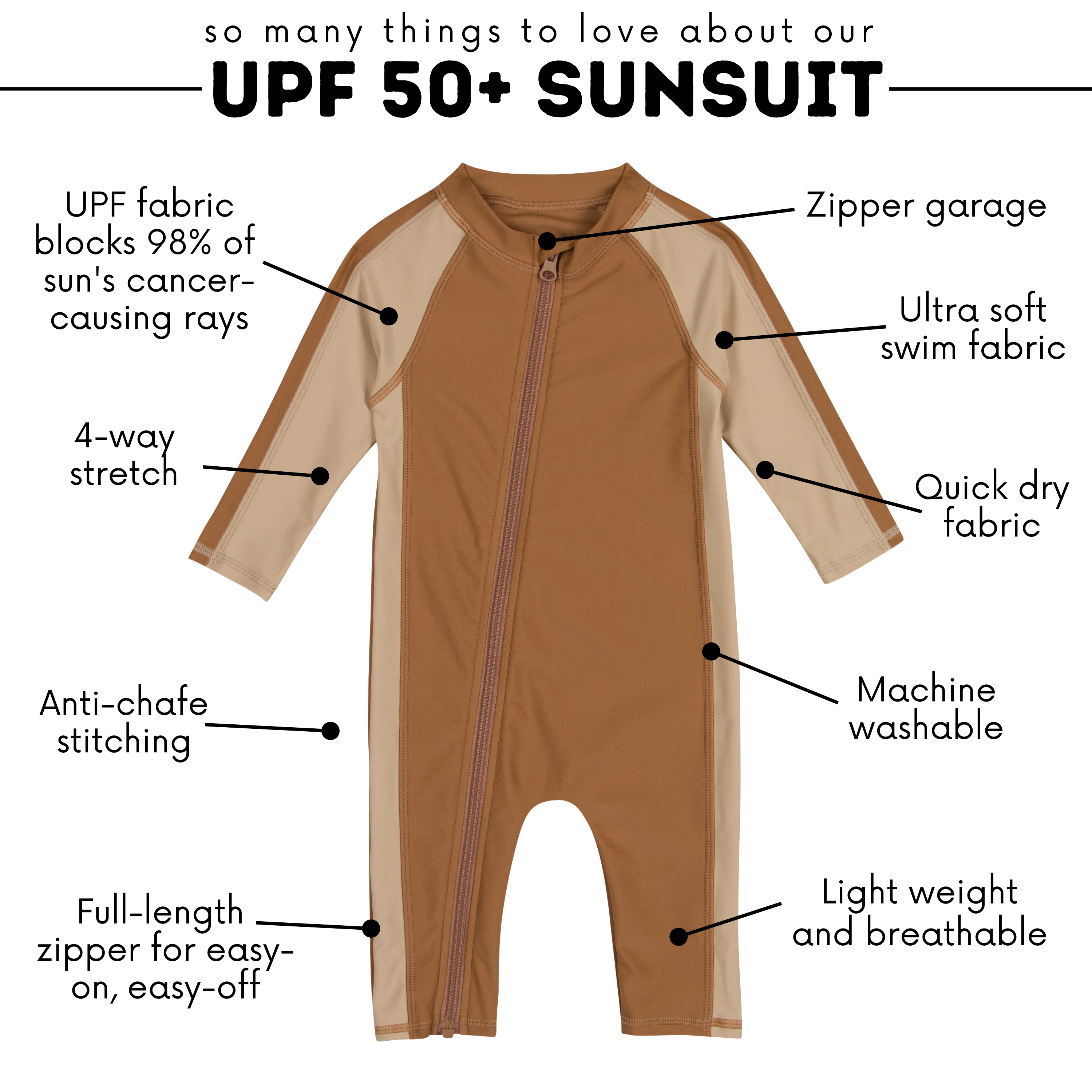 Sunsuit - Long Sleeve Romper Swimsuit | "Canyon Haze"-SwimZip UPF 50+ Sun Protective Swimwear & UV Zipper Rash Guards-pos7