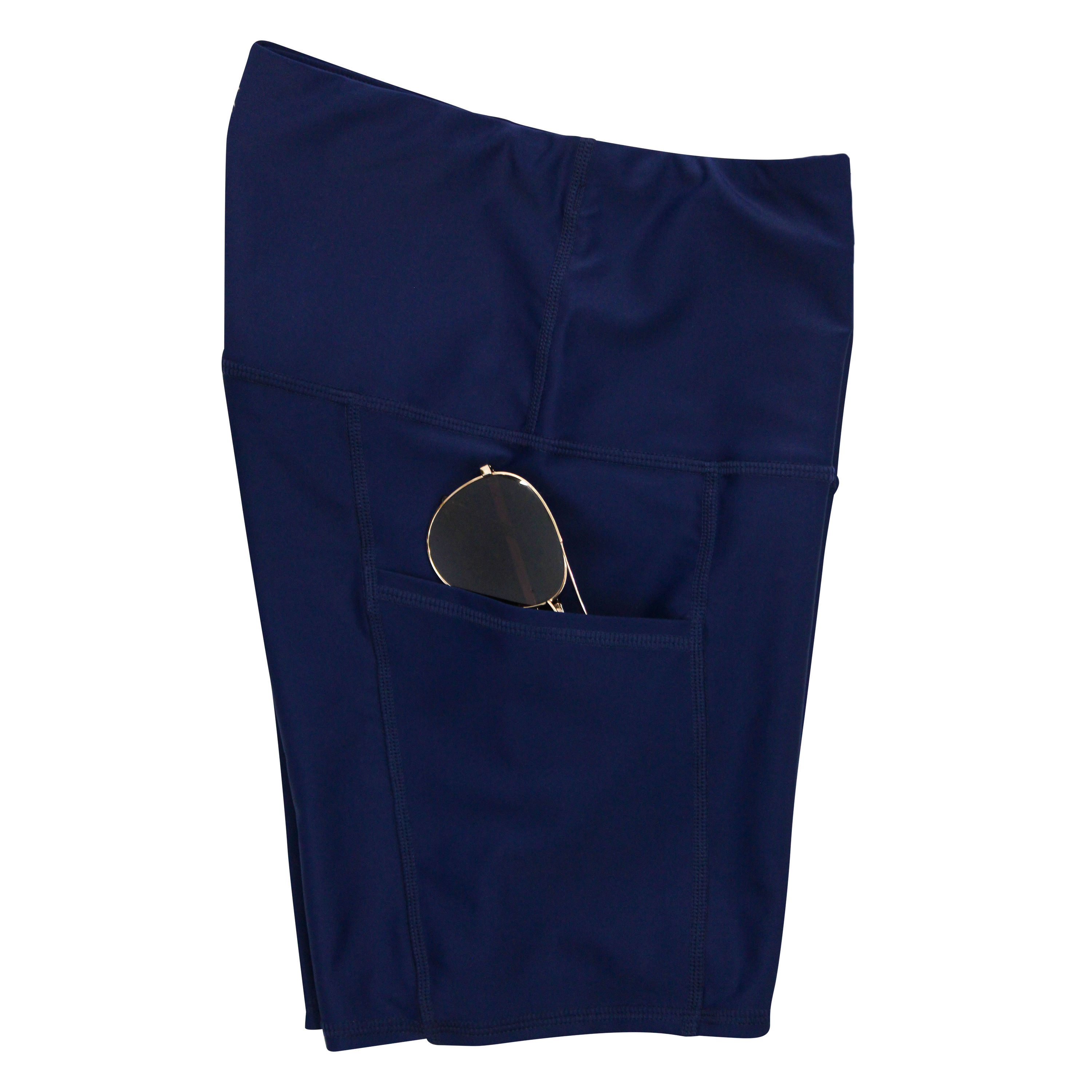 Women's Long Swim Bike Short with Pocket | “Navy”-SwimZip UPF 50+ Sun Protective Swimwear & UV Zipper Rash Guards-pos12