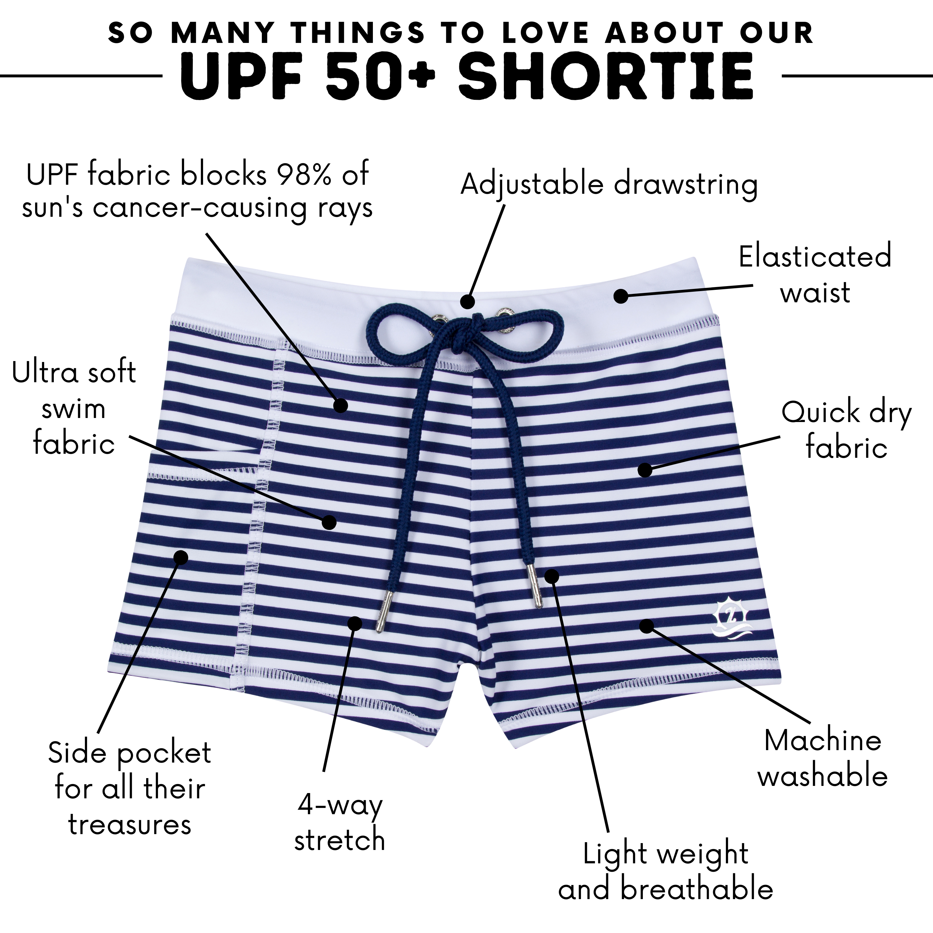 Kids Euro Swim Shorties | "Stunner"-SwimZip UPF 50+ Sun Protective Swimwear & UV Zipper Rash Guards-pos4