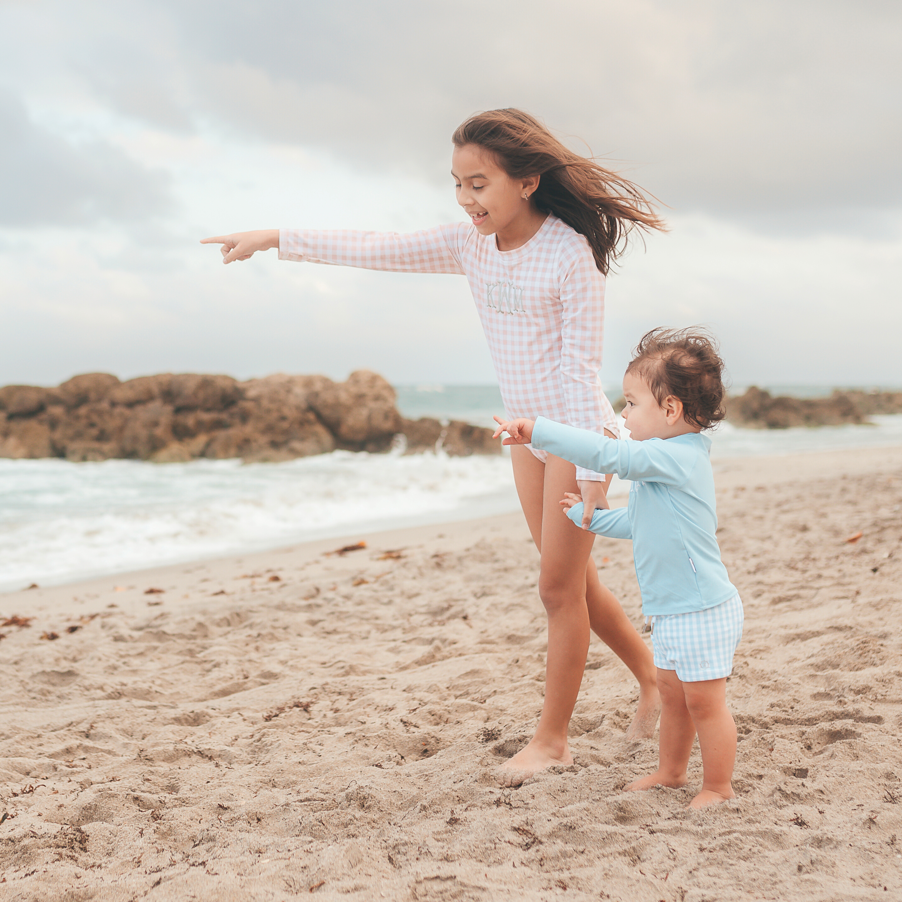 Kids UPF 50+ Long Sleeve Zipper Rash Guard Swim Shirt | "Dream Blue"-SwimZip UPF 50+ Sun Protective Swimwear & UV Zipper Rash Guards-pos5