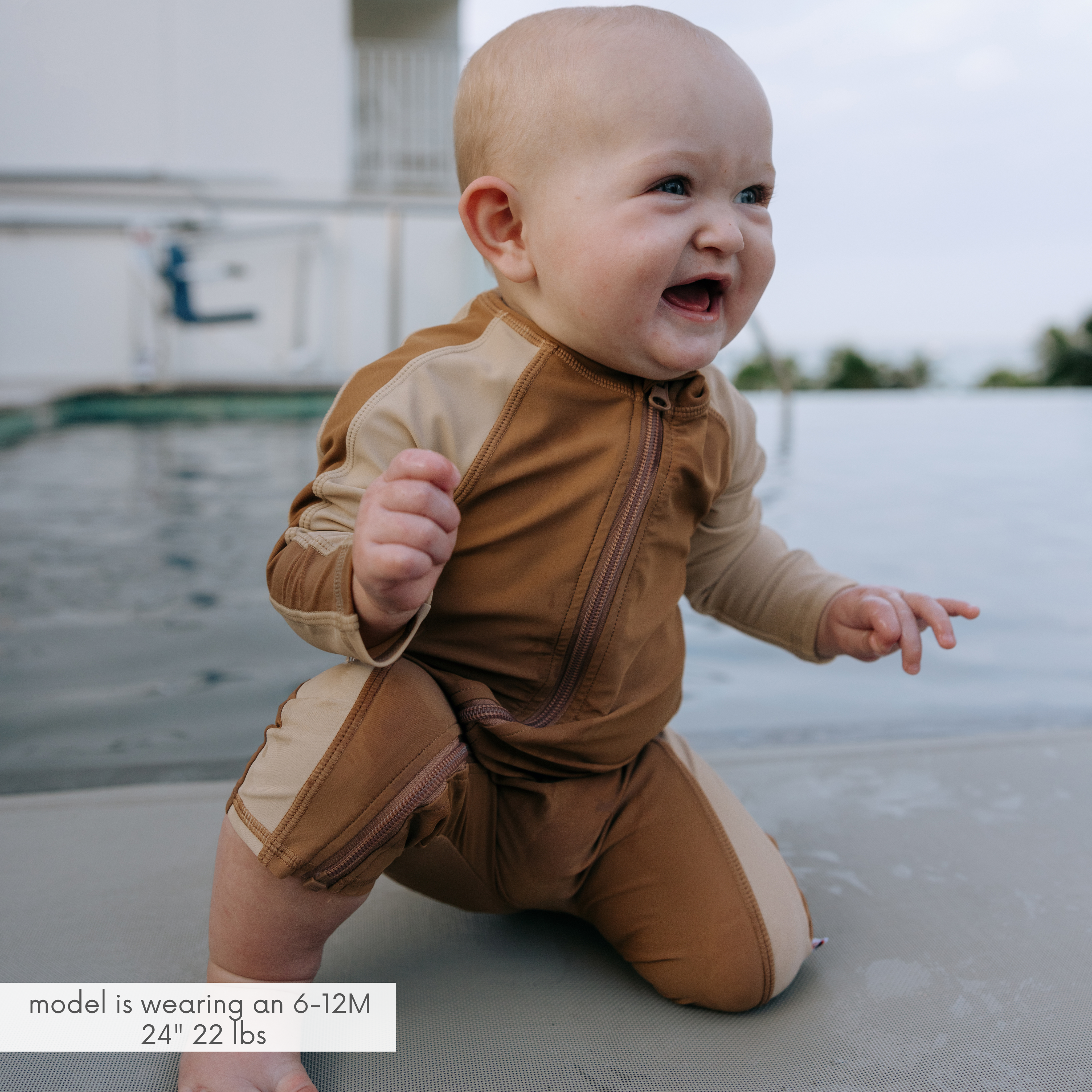 Sunsuit - Long Sleeve Romper Swimsuit | "Canyon Haze"-SwimZip UPF 50+ Sun Protective Swimwear & UV Zipper Rash Guards-pos2