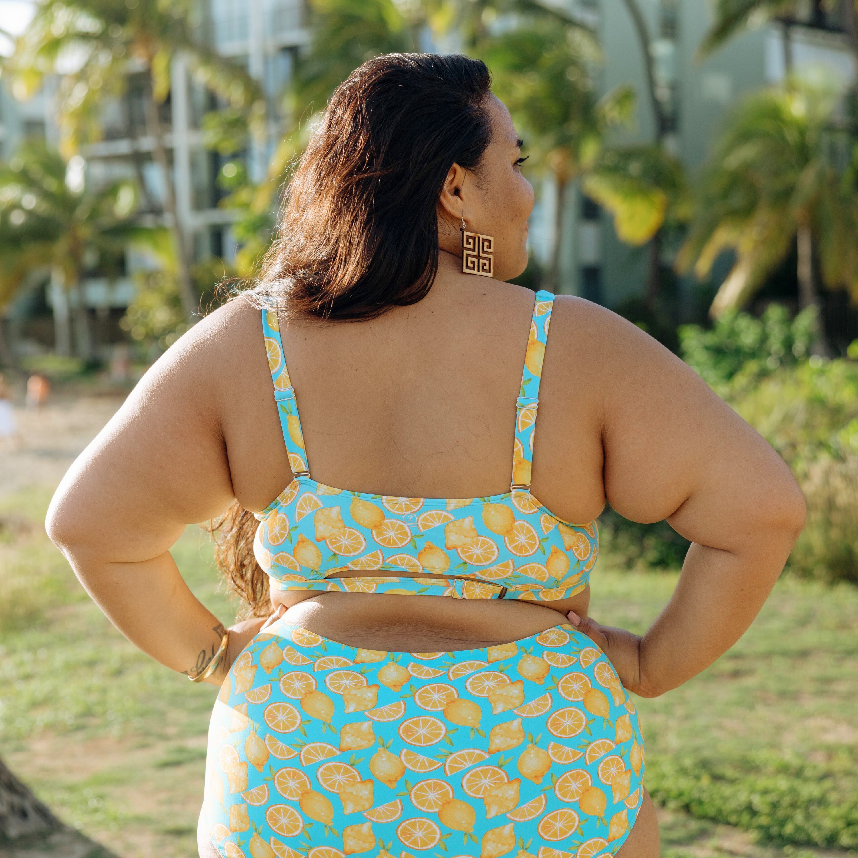 Women's Scoop Neck Bikini Top Plus Size | "Lemons"-SwimZip UPF 50+ Sun Protective Swimwear & UV Zipper Rash Guards-pos6