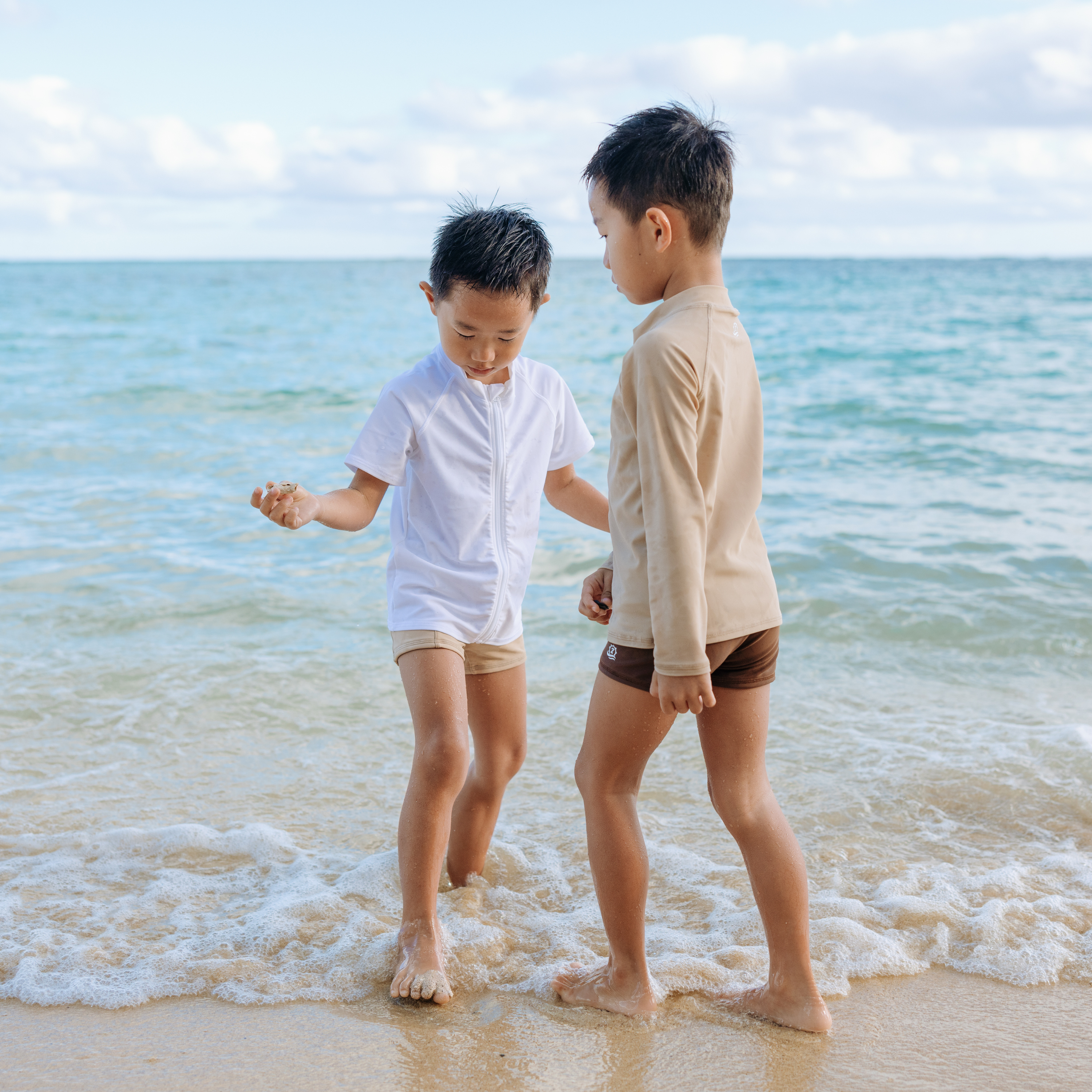 Kids UPF 50+ Long Sleeve Zipper Rash Guard Swim Shirt | "Sandy Beach"-SwimZip UPF 50+ Sun Protective Swimwear & UV Zipper Rash Guards-pos8